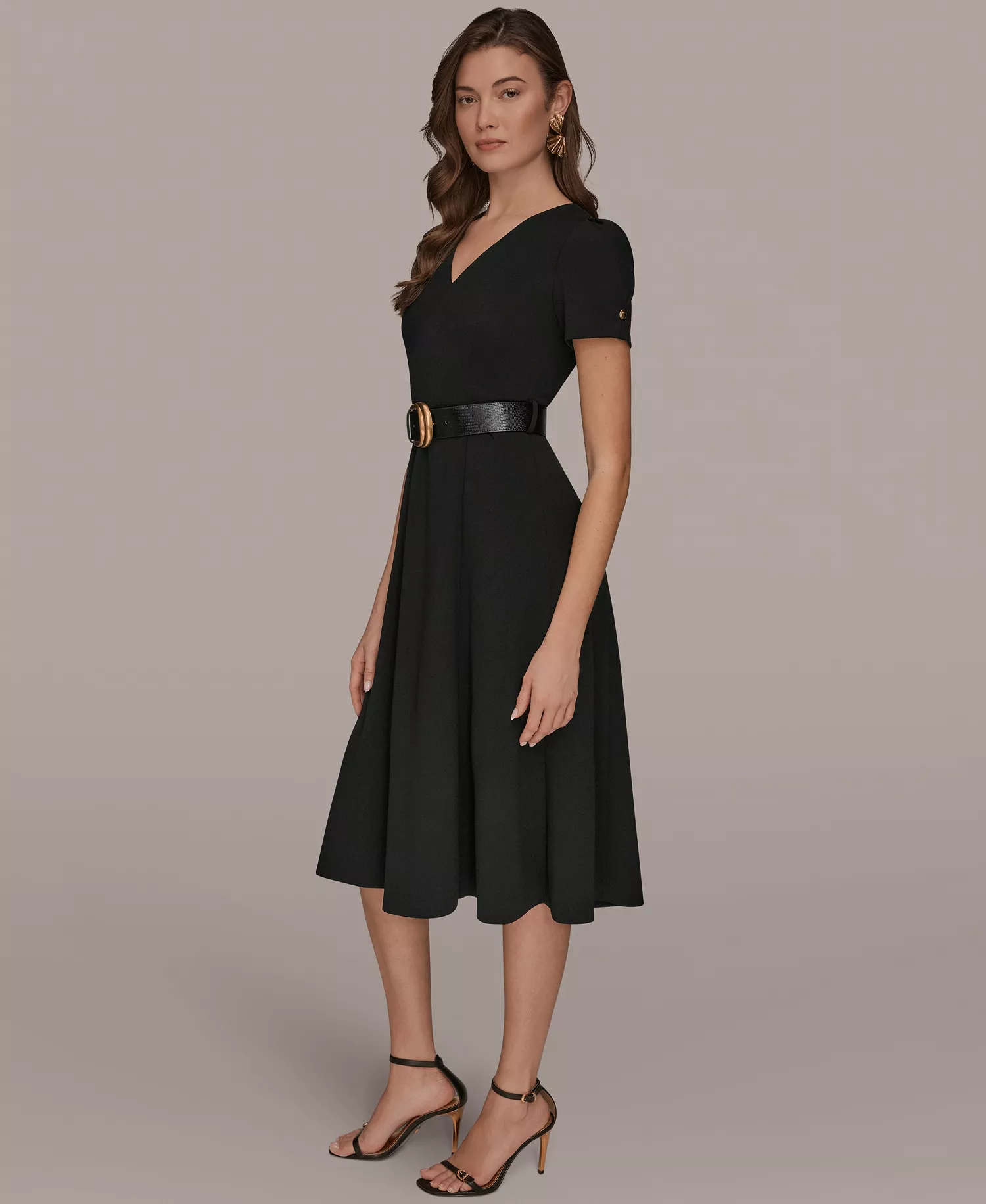 Women's A-Line Midi Dress - Black - 10