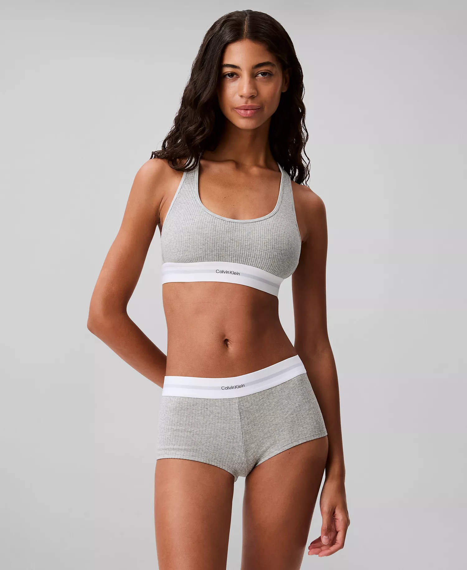 Women's Ribbed Boyshort Underwear QF8024 - Grey Heather - XL