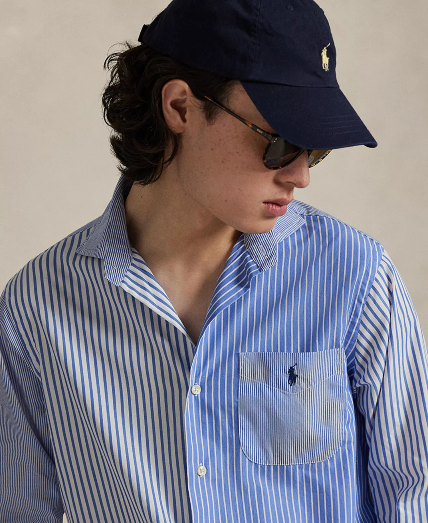 Men's Classic-Fit Striped Broadcloth Fun Shirt - Blue Funshirt - 2XL