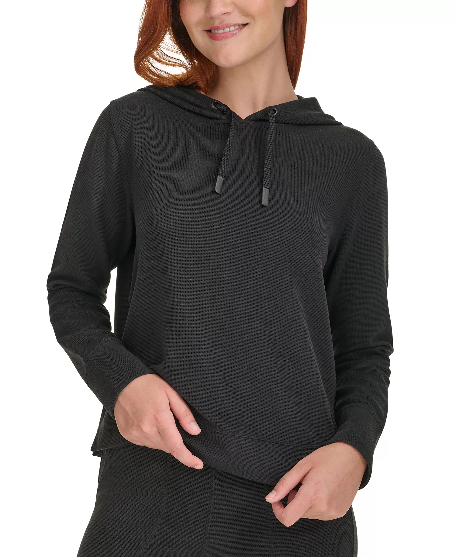 Performance Women's Waffle-Knit Pullover Hoodie - Black - 2XL