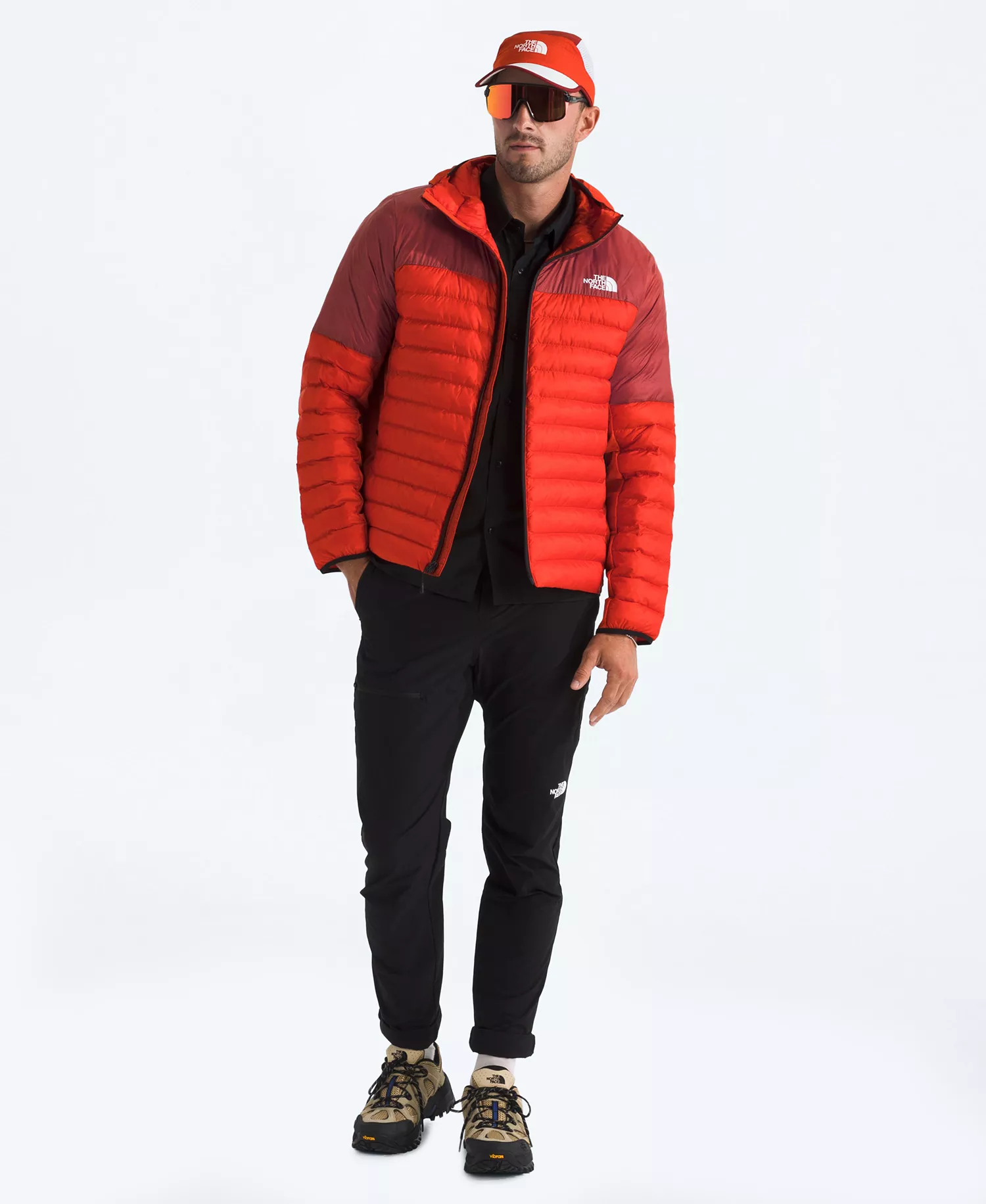 Men's Terra Peak Hybrid Hooded Puffer Jacket - Lava Red/Iron Clay - 2XL
