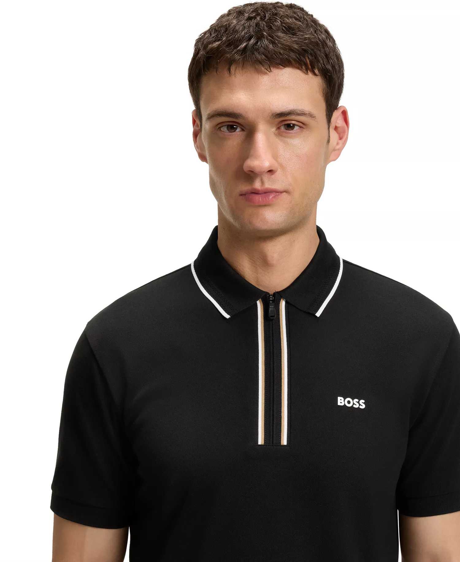 Men's Quick-Dry Stretch Cotton Slim-Fit Polo Shirt - Black - S