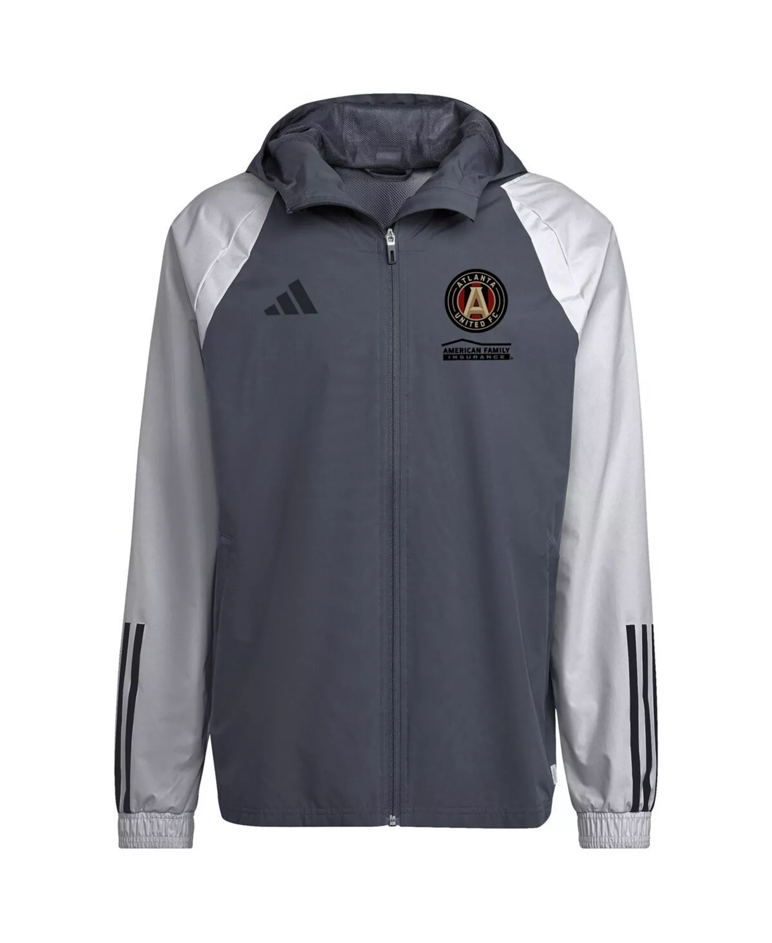 Men's Charcoal Atlanta United FC All-Weather Raglan Hoodie Full-Zip Jacket - Charcoal - 2XL