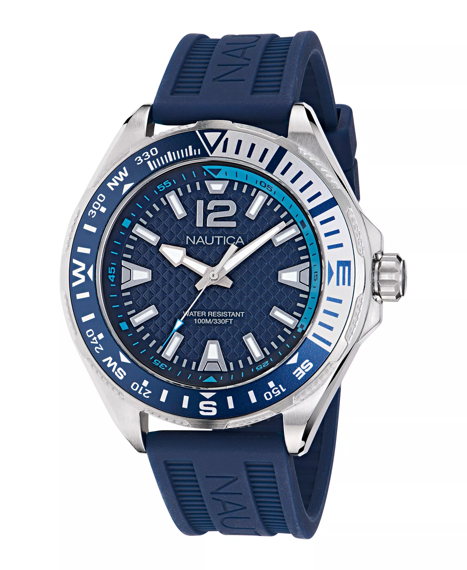 Men's Analog Blue Silicone Watch, 48mm - Blue - NO SIZE