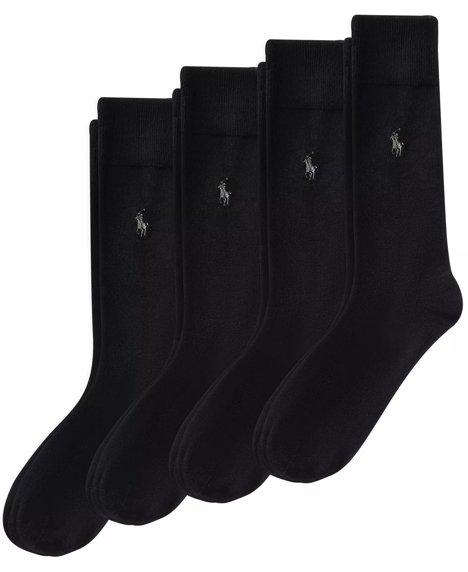 Macys Exclusive Men's Flat Knit Slack Dress Socks, 4-Pack - Black - 10-13