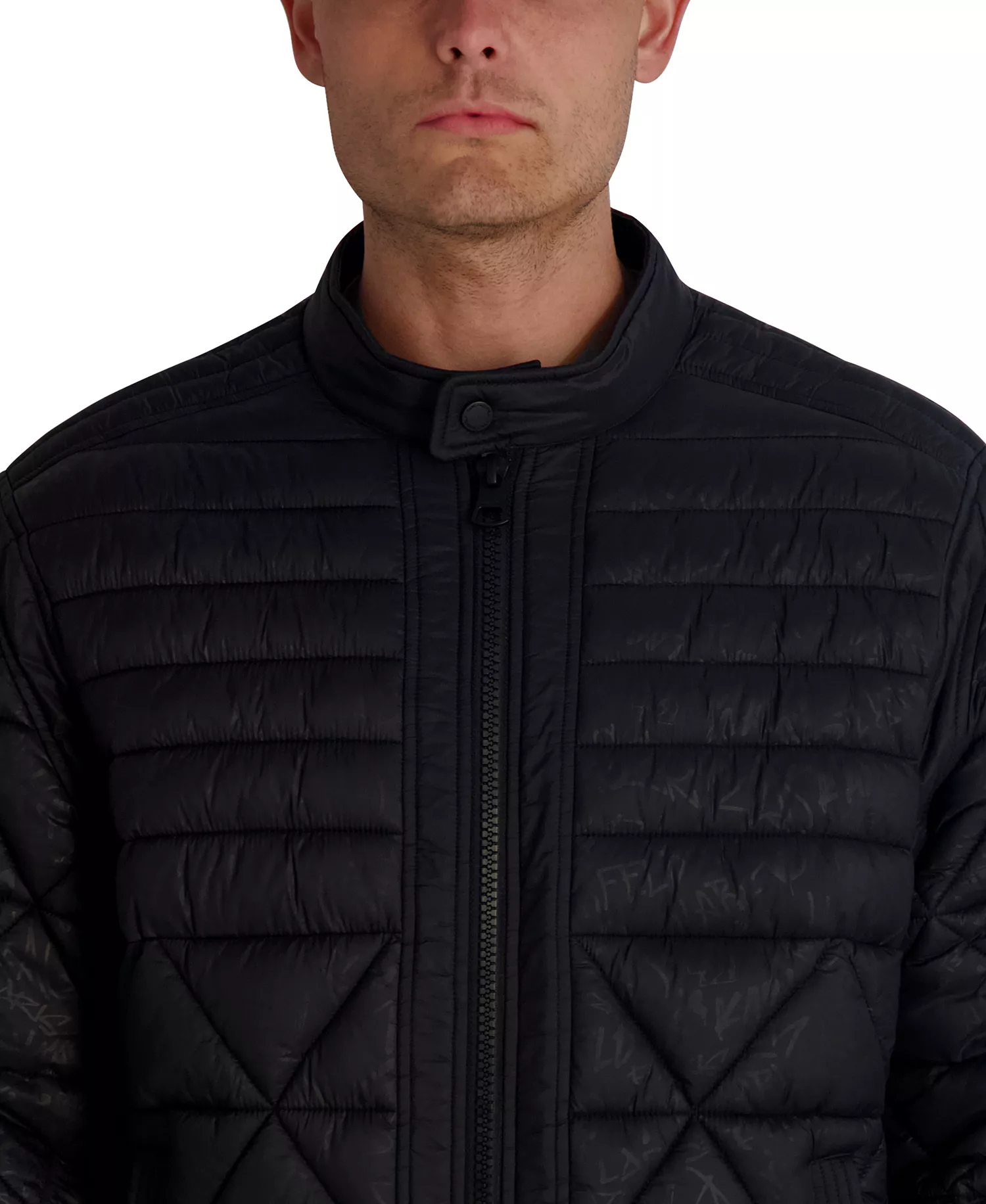 Men's Graffiti Karl Quilted Jacket - Black - 2XL