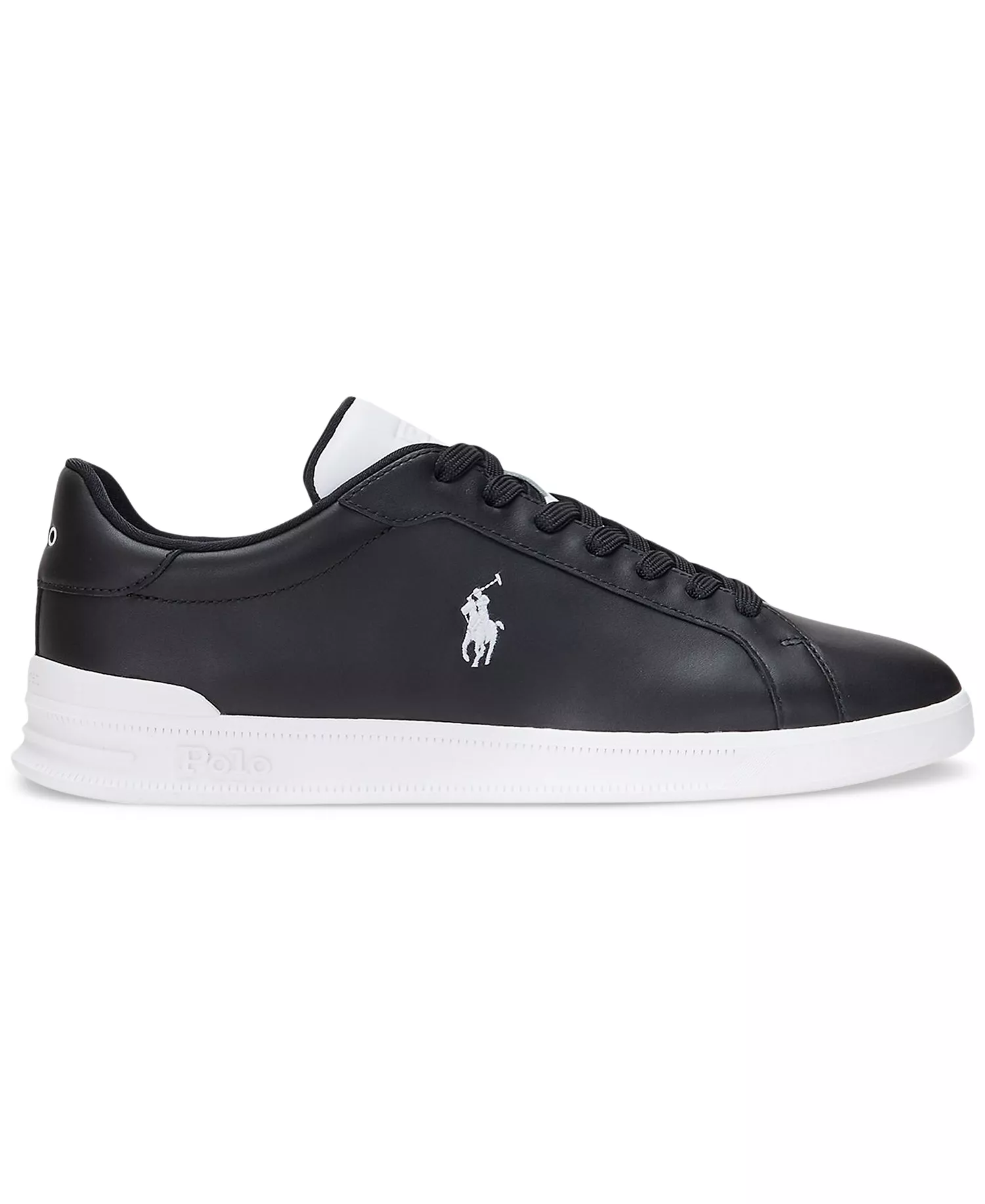 Men's Heritage Court II Leather Lace-Up Sneakers - BLACK/WHITE - 11.5