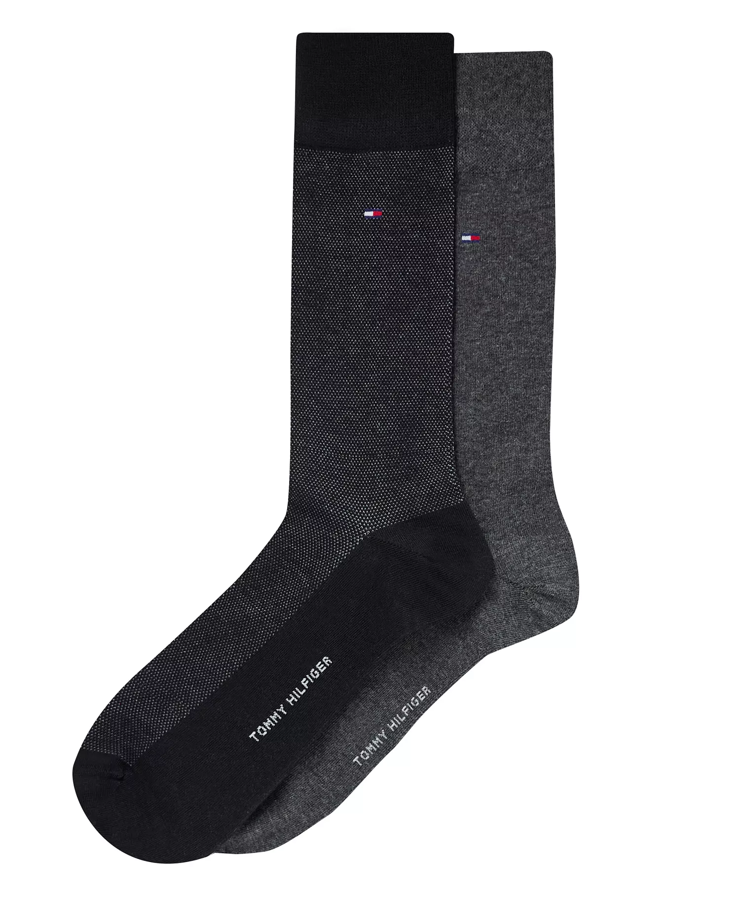 Men's Dress Reinforced Heel Crew Socks, 2-Pack - Black/Gray - ONE SIZE