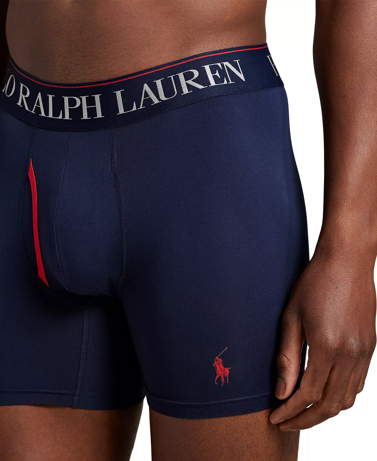 Men's 3-Pack 4D-Flex Cooling Microfiber Boxer Briefs - Cruise Navy/Red Tossed Emblem Print/Red - S