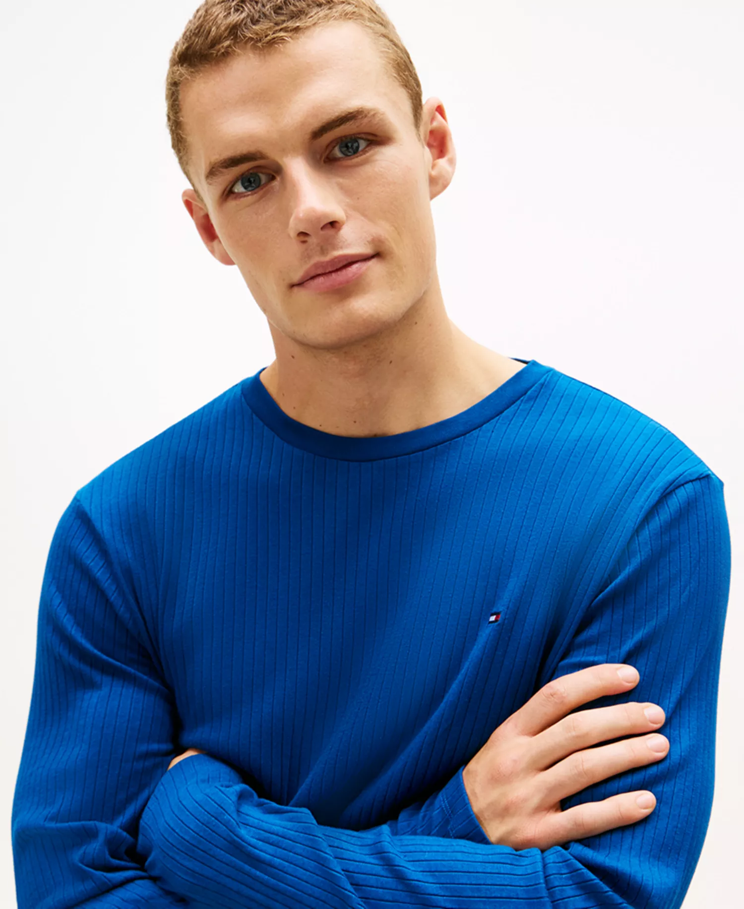 Men's Ribbed Long-Sleeve Pajama Shirt - Atlantic - 2XL