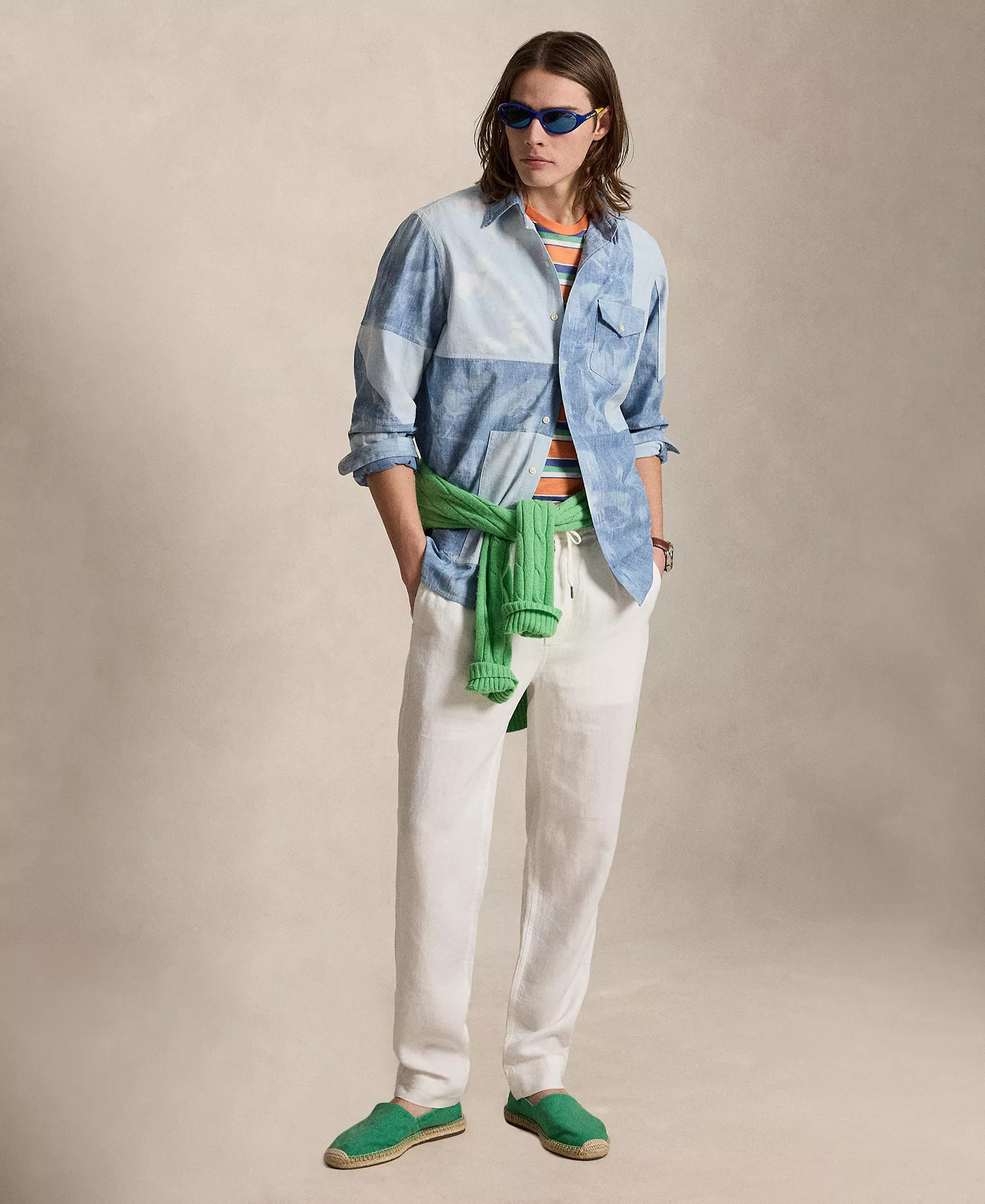 Men's Long-Sleeve Chambray Classic Shirt - Pieced Chambray - 2XL