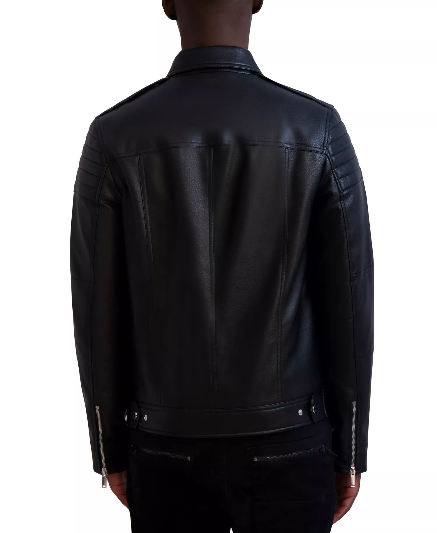 Paris Men's Faux-Leather Full-Zip Trucker Jacket  - Black - 2XL