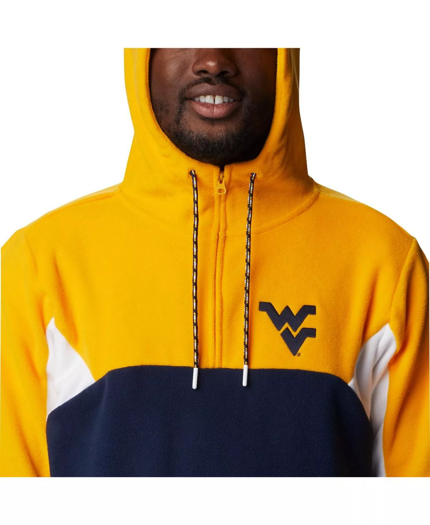 Men's Navy West Virginia Mountaineers Lodge Quarter-Zip Hoodie - Navy - L