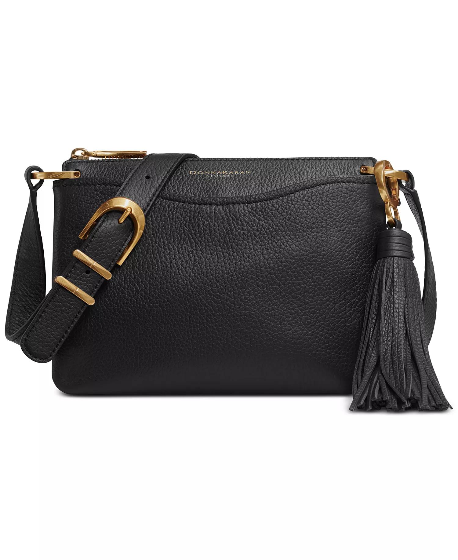 Glenwood Zippered Leather Crossbody with Tassel Detail - Blk/gold - NO SIZE
