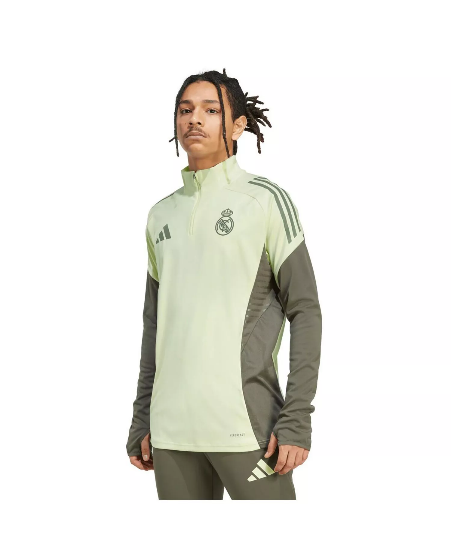 Men's Green Real Madrid 2025/26 AEROREADY Raglan Quarter-Zip Training Pullover Hoodie - Green - 2XL