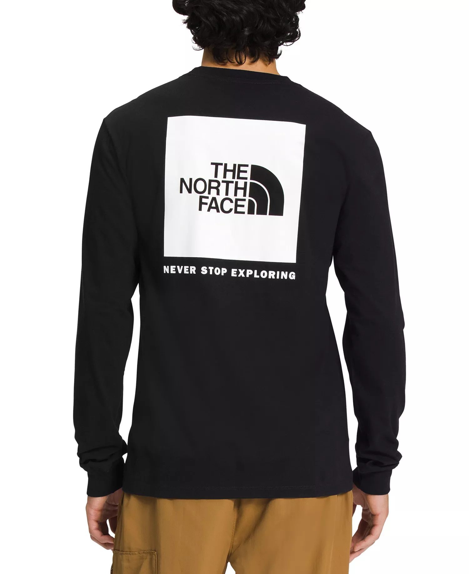 Men's Box NSE Standard-Fit Logo Graphic Long-Sleeve T-Shirt - TNF Black, White - 2XL