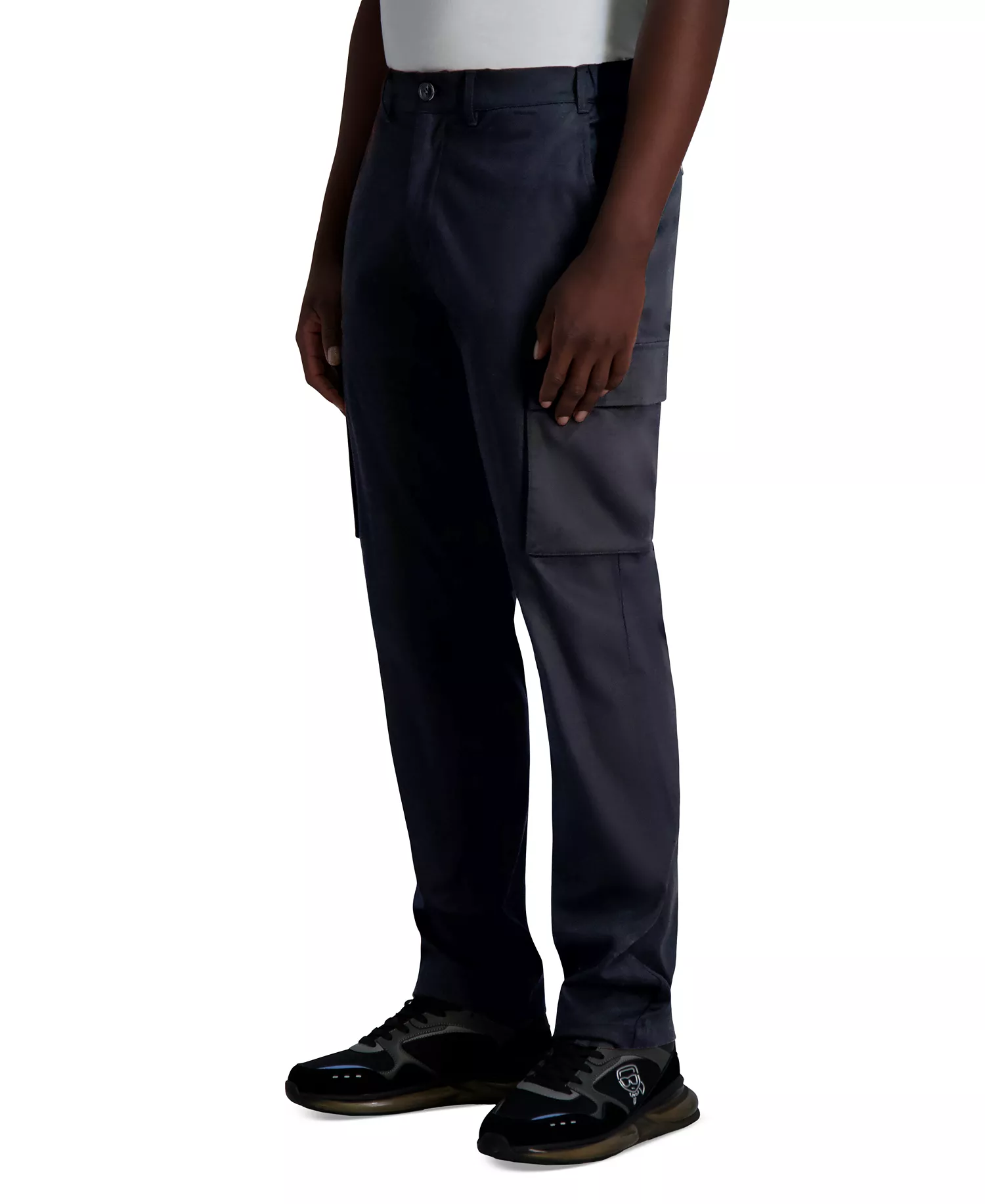 Men's Straight-Fit Twill Cargo Pants  - Black - 2XL