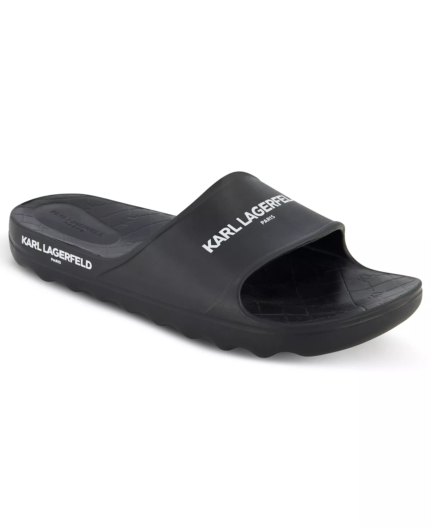 Men's Karl Logo Print Slides - Black - 7M