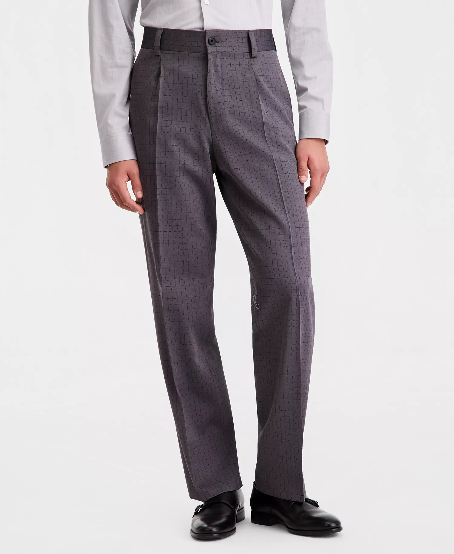 Men's Modern-Fit Wool-Blend Suit Separates Pants - DK GY - 30R