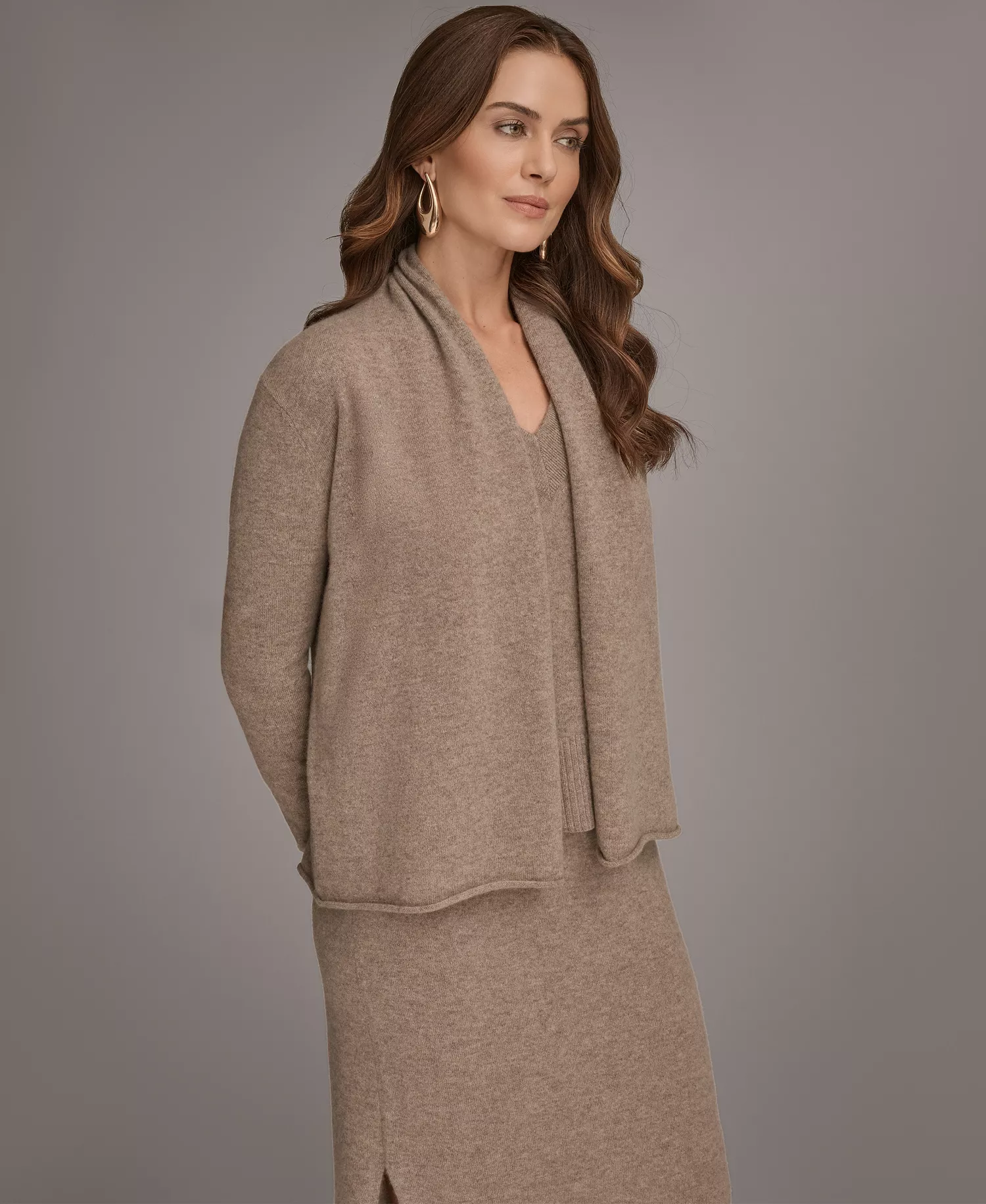 Women's Open Front Cashmere Cardigan - Black - S