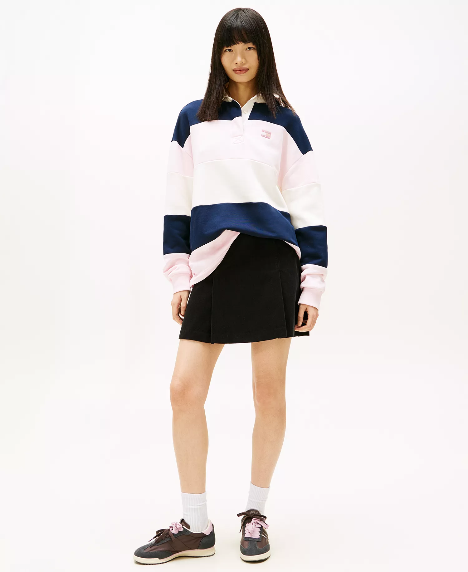 Women's Corduroy Pleated Mini Skirt - Black - L