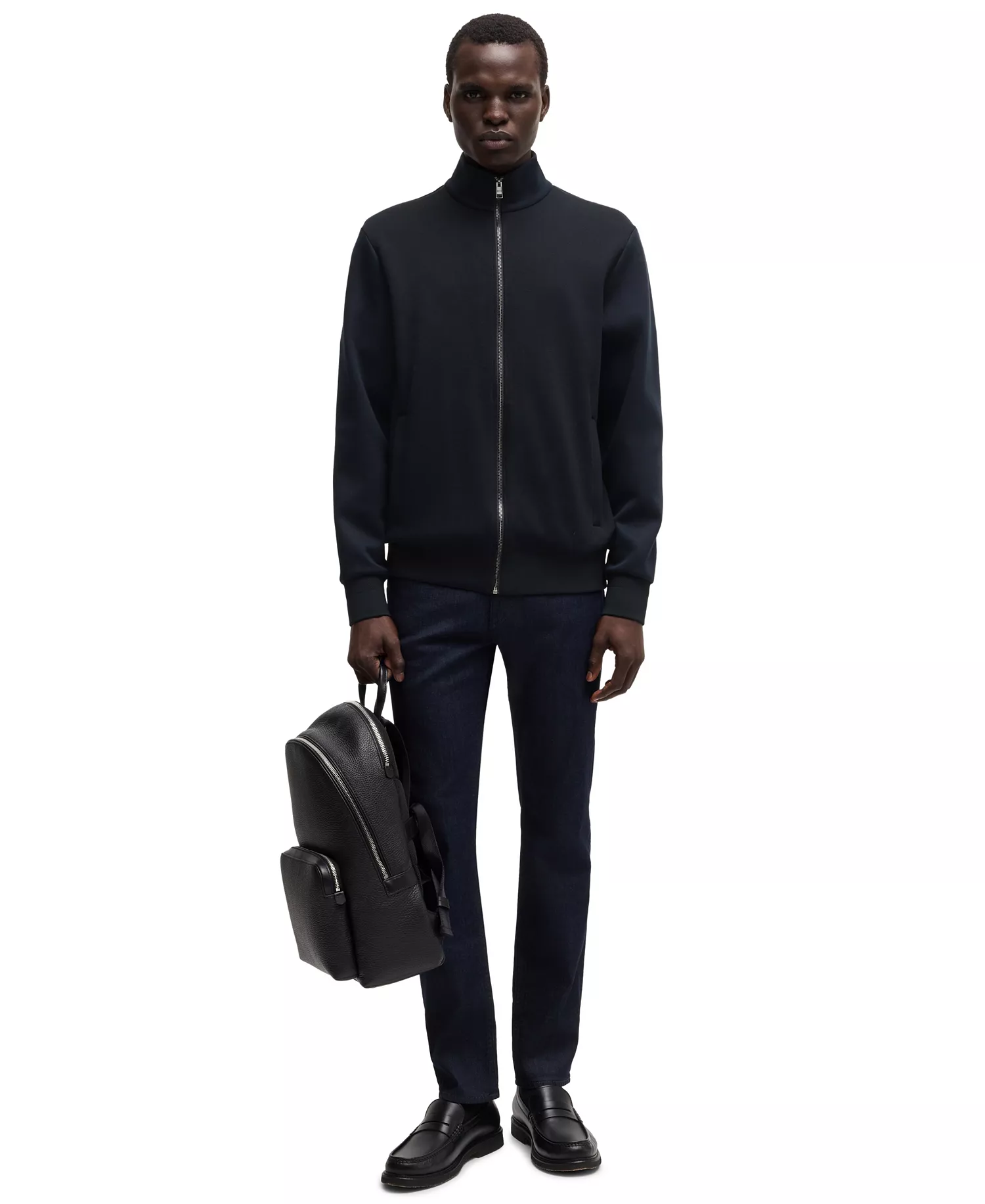 Men's Regular-Fit Zip-Up Sweatshirt - Dark Blue - L