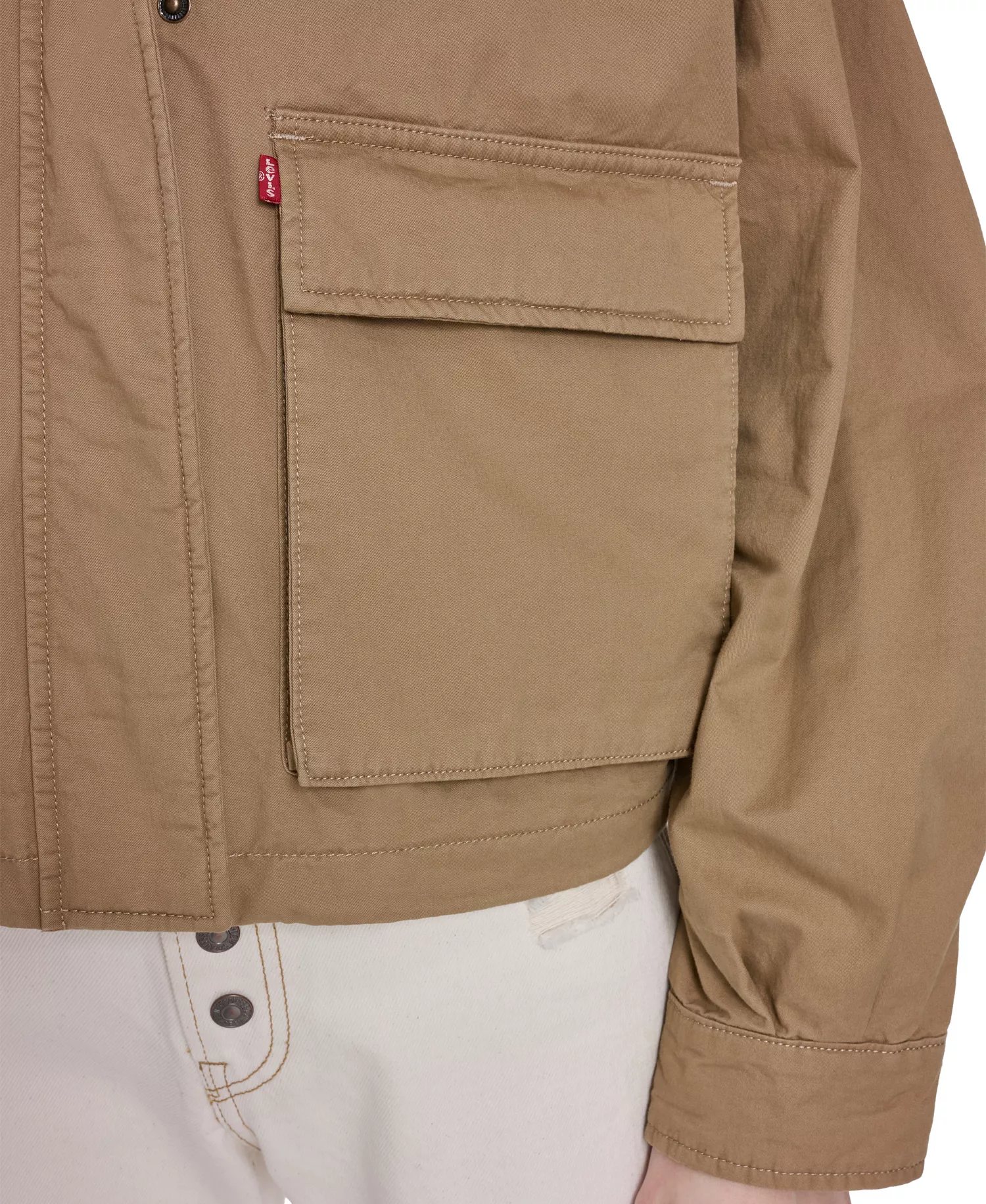 Women's Stand Collar Zipper Jacket - Camel - L