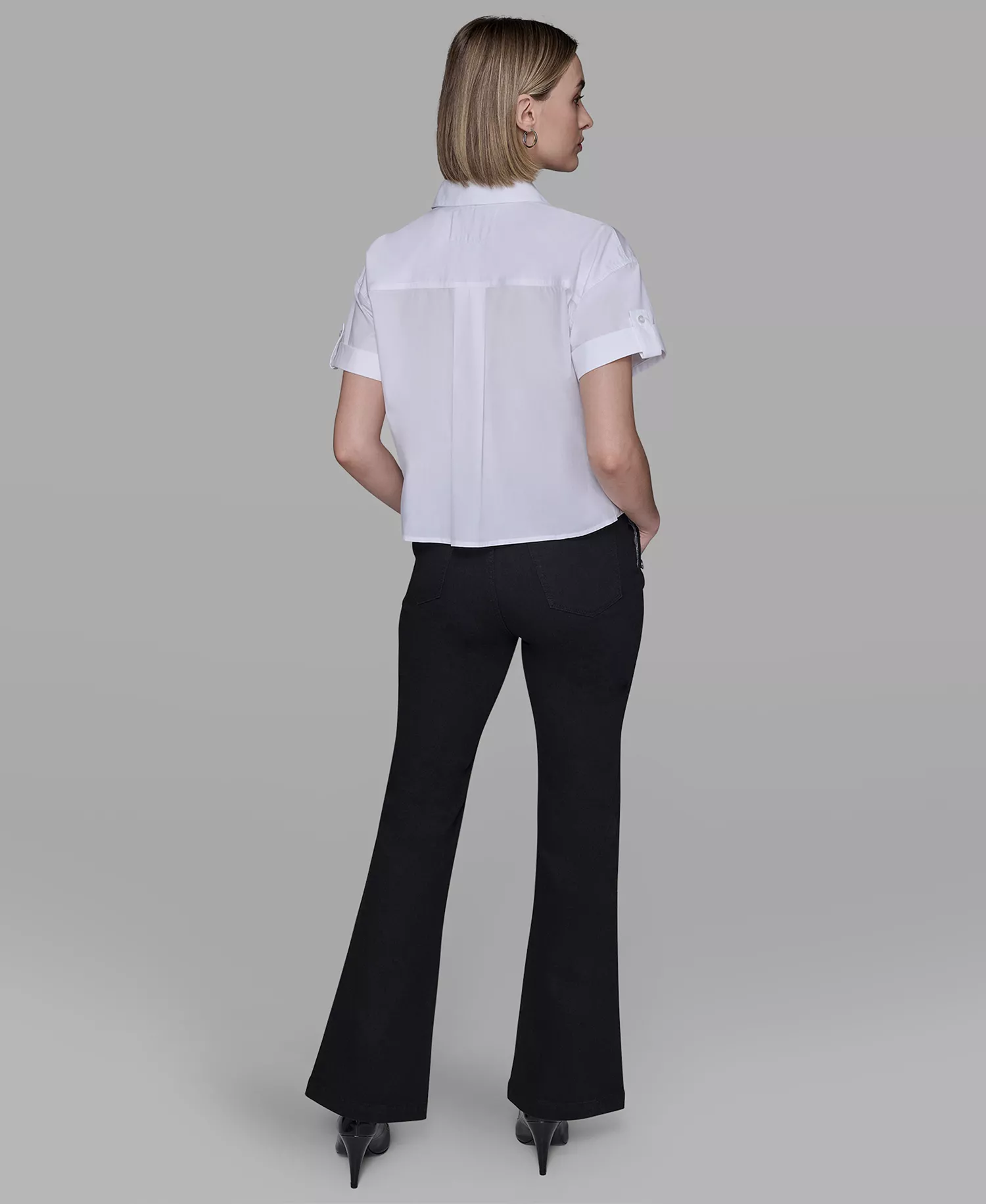 Petite Bow Short Sleeve Top - White - P/L