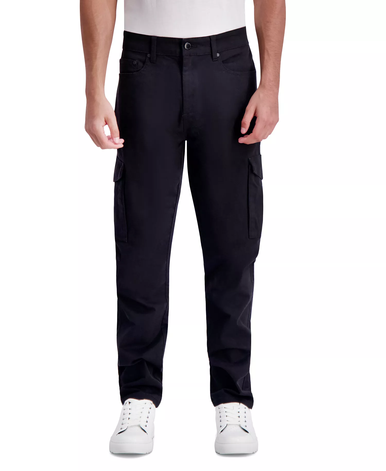 Men's Peached Slim-Fit Cargo Pants - Black - 30