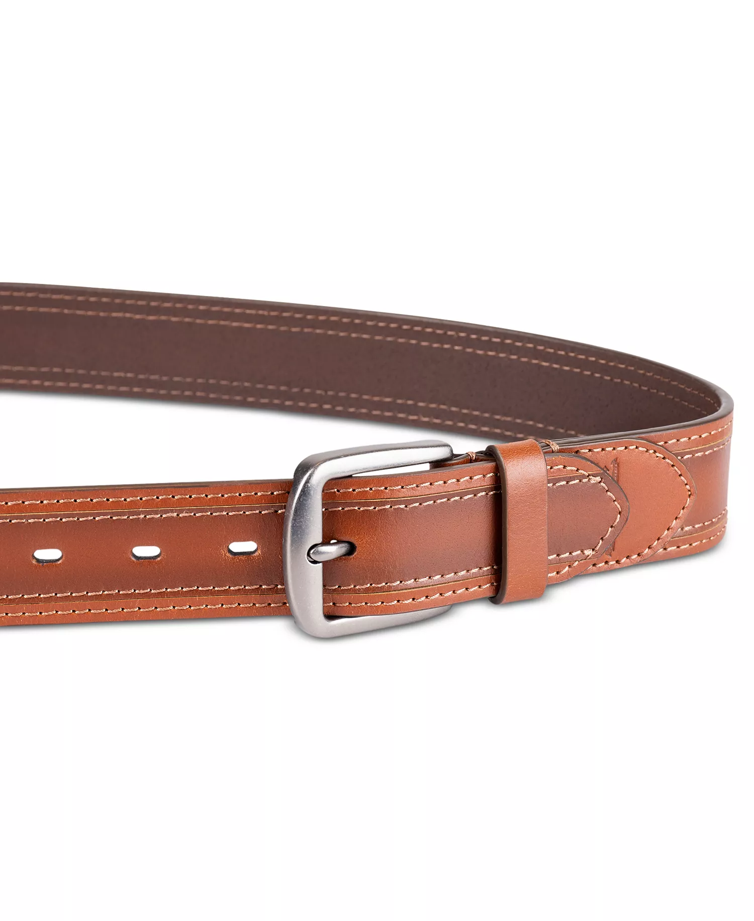 Men's Stitched Leather Belt - Tan - L (38-40)