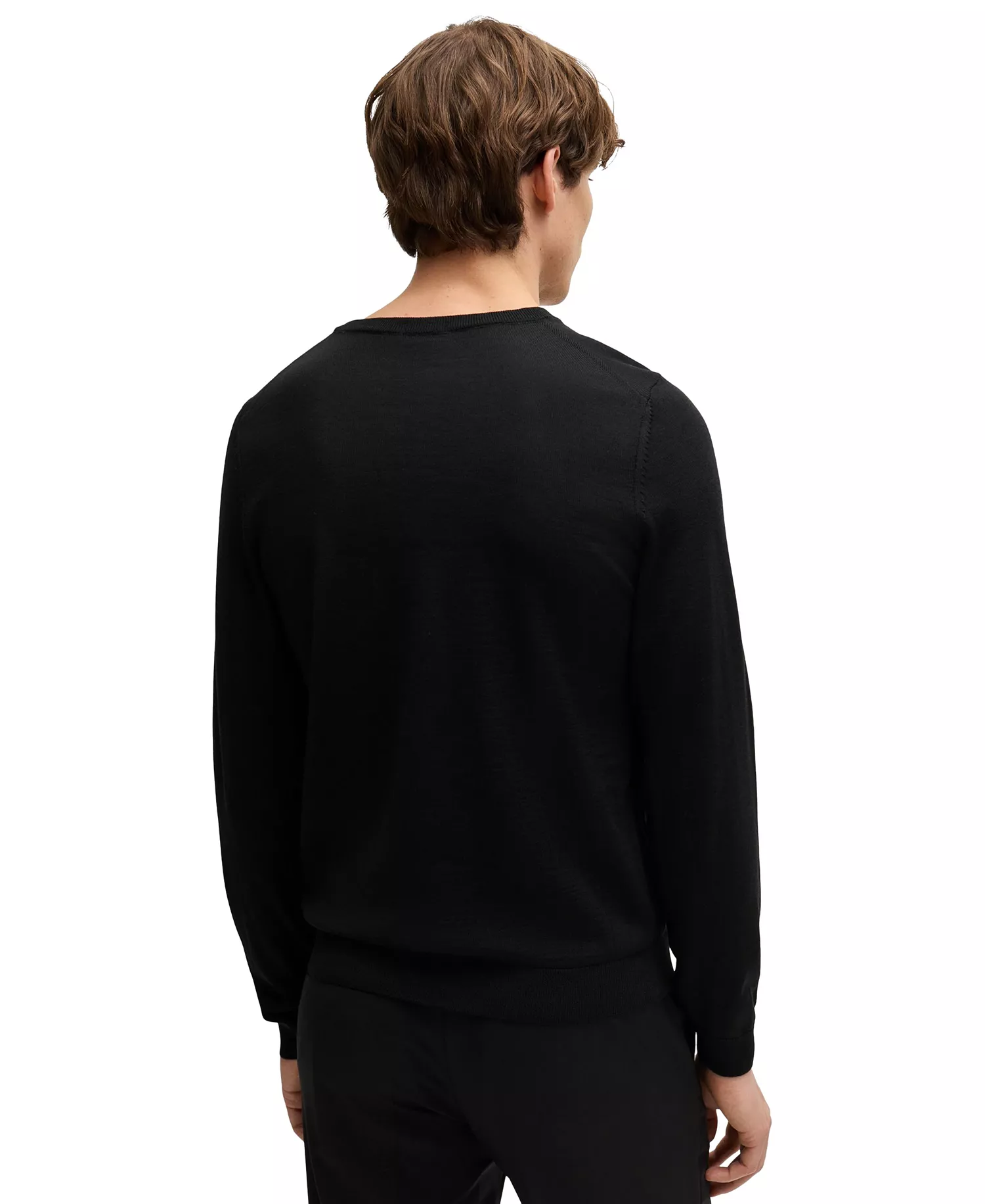 Men's Slim-Fit Merino Wool V-Neck Sweater - Black - 2XL