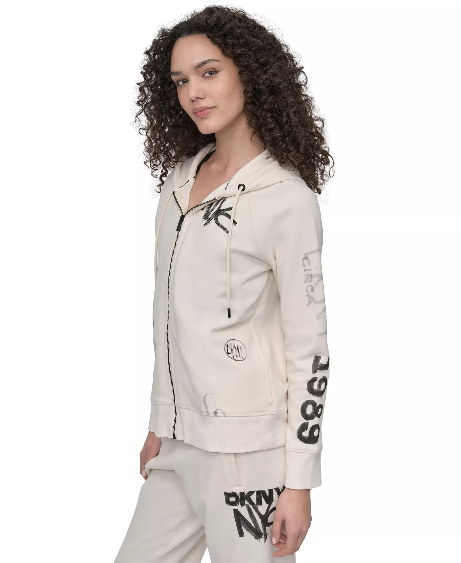 Women's Graffiti Logo Full-Zip Hoodie - Eggnog - L