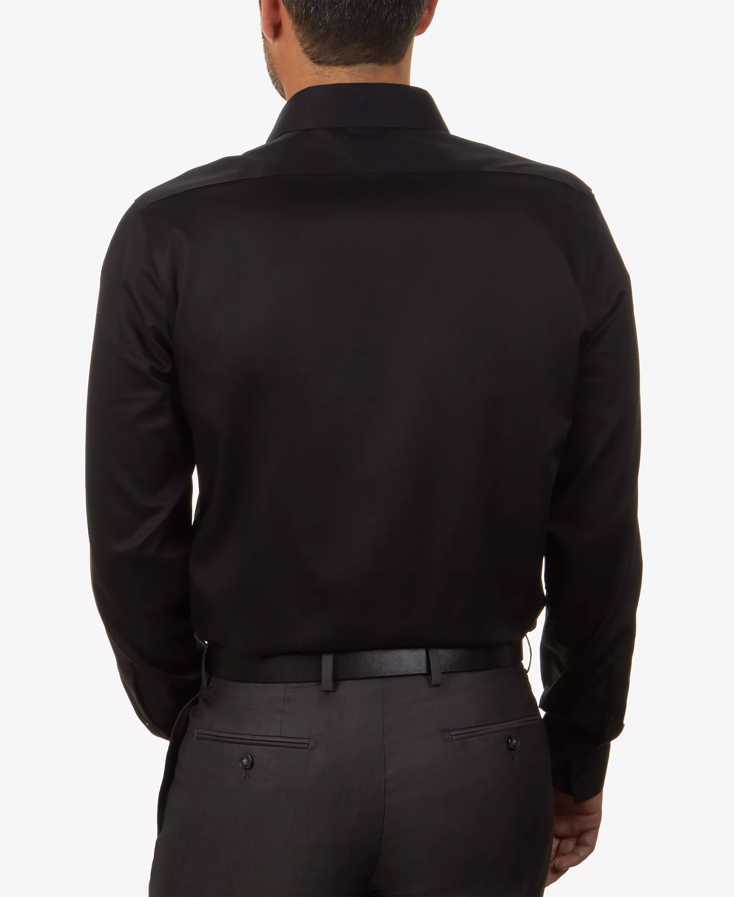 Men's Non-Iron Performance Herringbone Dress Shirt, Classic & Slim Fit - Black - 14 32/33