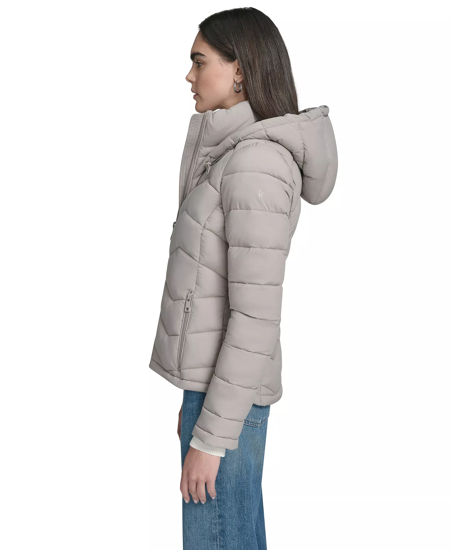 Women's Short Zip-Up Hooded Puffer Coat - Atmosphere - L