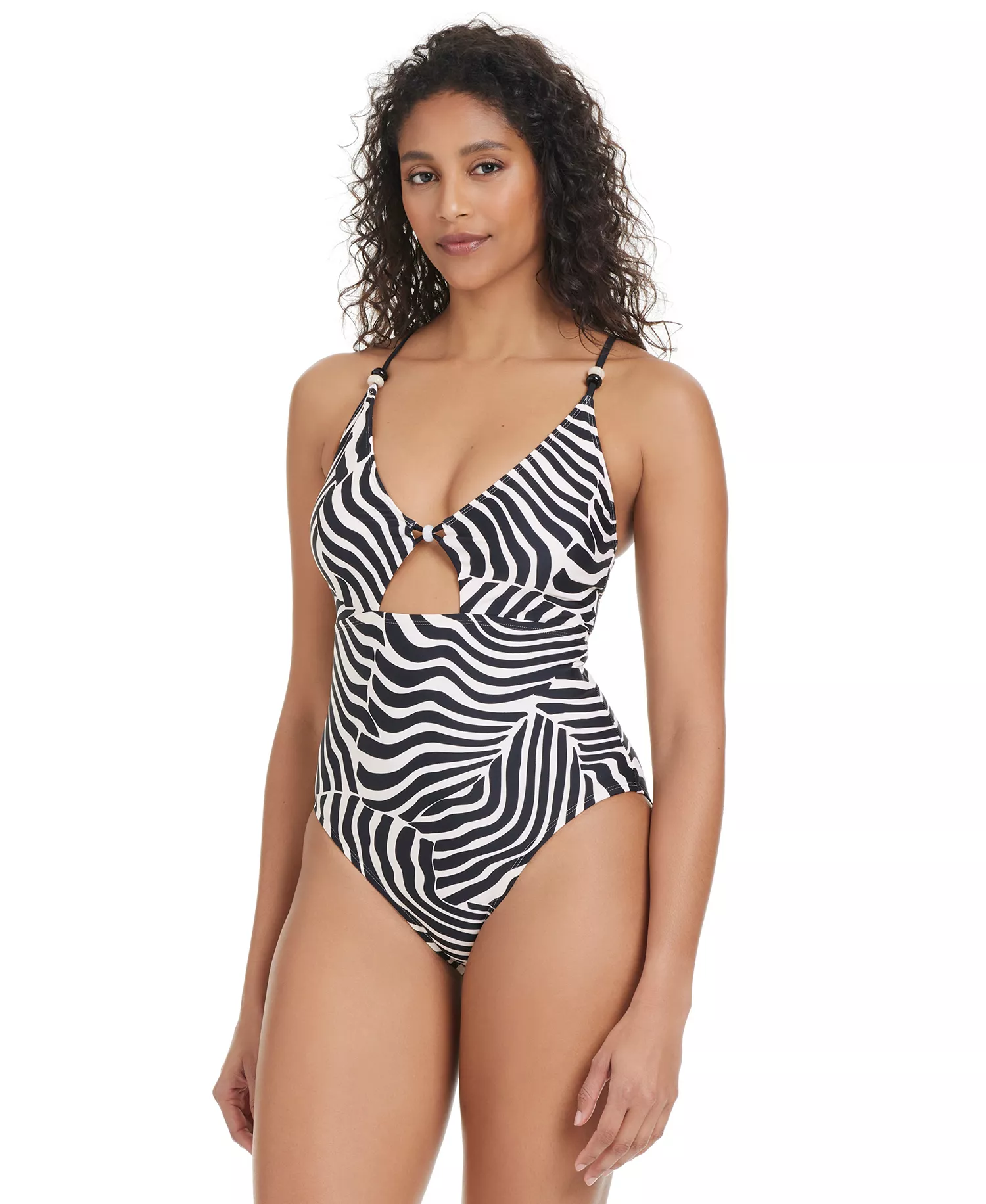 Women's Wild One Cutout One-Piece Swimsuit, Exclusively at Macy's - Costal Ivory - L