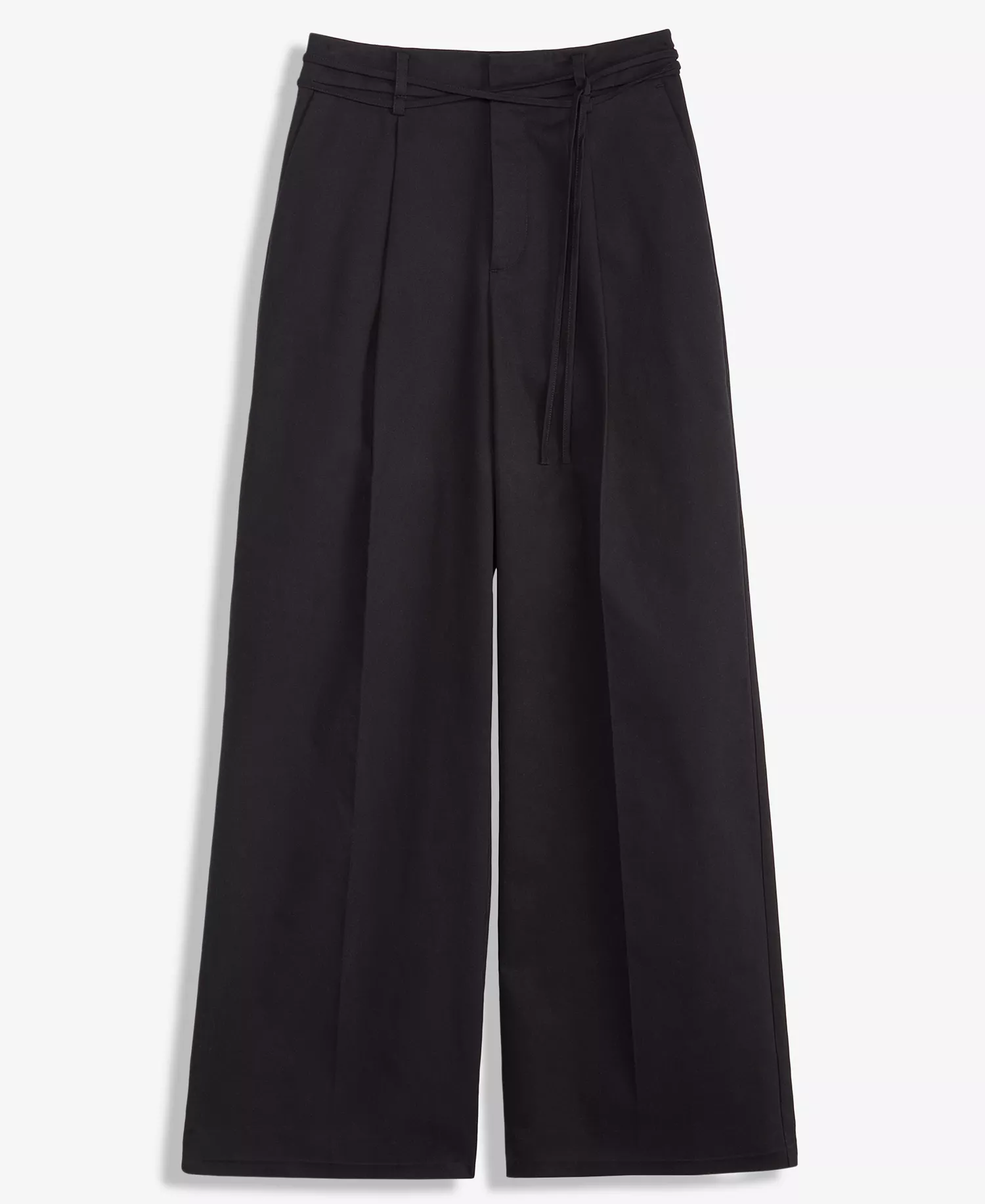 Women's Cotton Blend High-Rise Wide-Leg Pants, Macy's Exclusive - Deep Black - 0