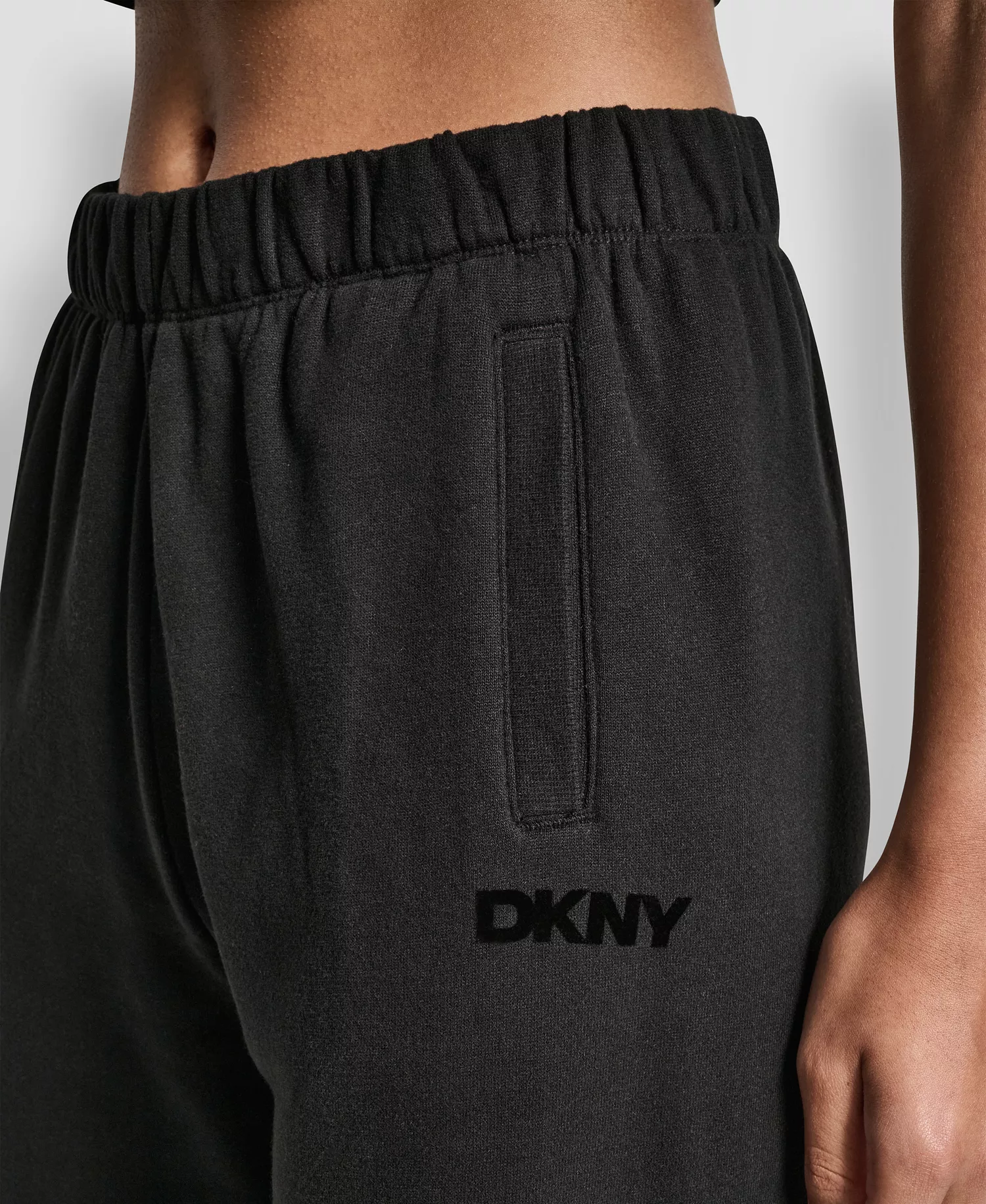 Women's Flocked Logo Boyfriend Open Leg Pants - Black - L