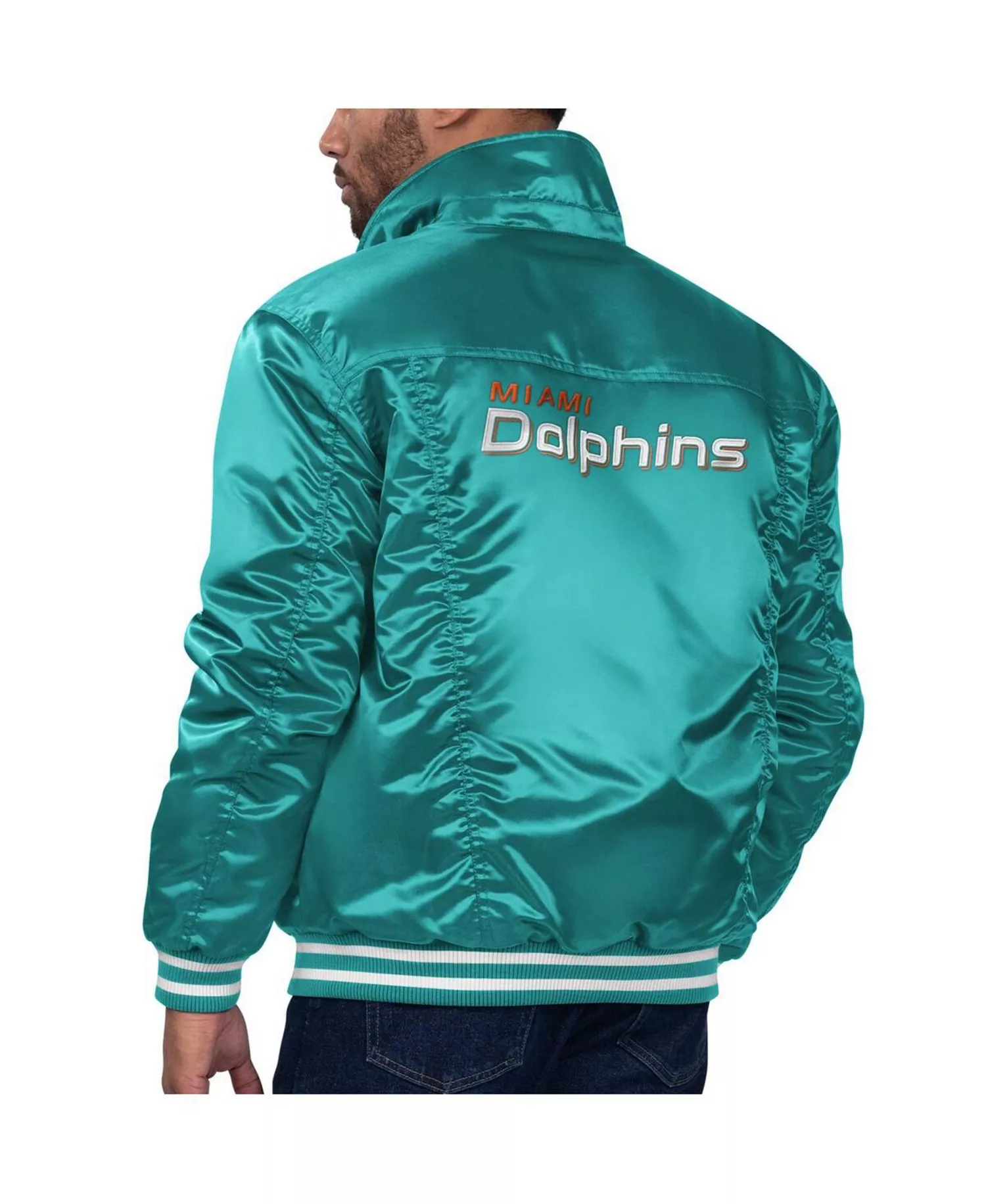 Levi’s x Starter Men's Aqua Miami Dolphins Silver Tab Trucker Full-Snap Jacket - Aqua - 3X