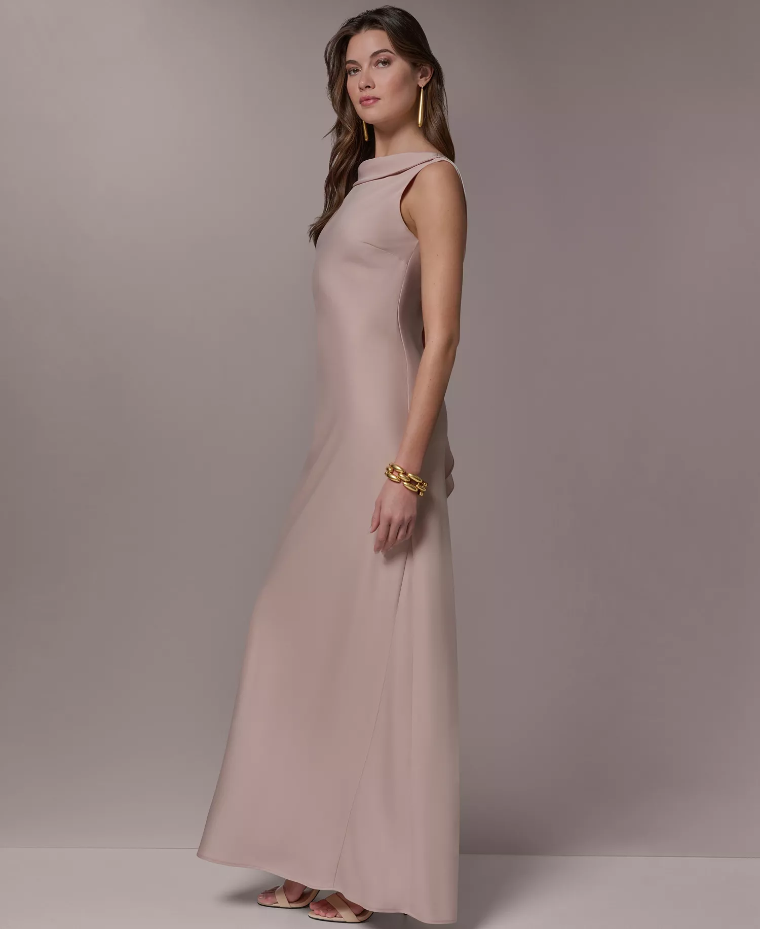 Women's Boat Neck Ball Gown - SNOW PETAL - 10