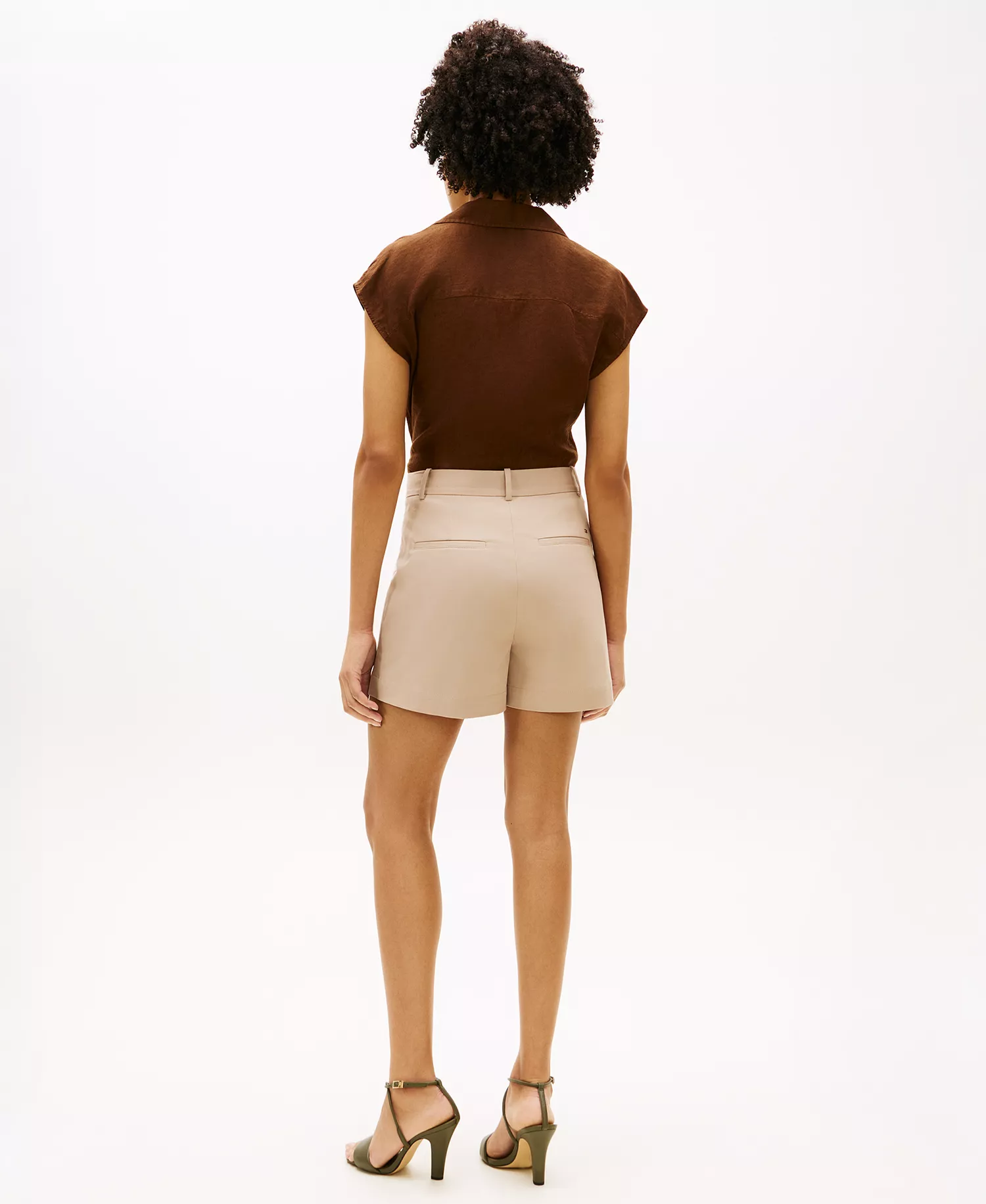 Women's Preppy Slim Straight Shorts - Beige - 34