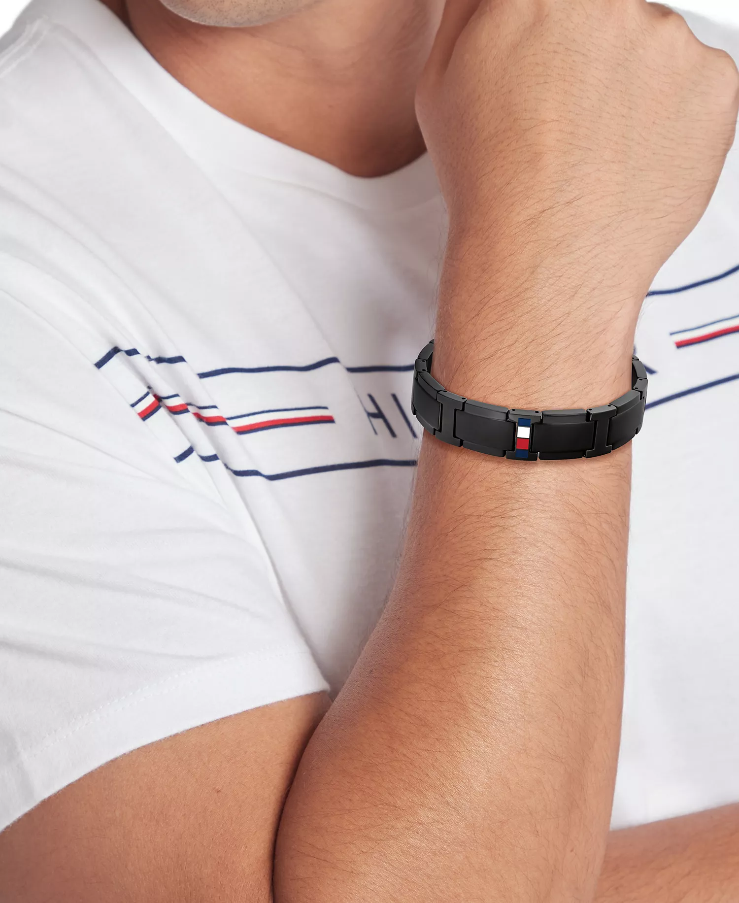 Men's Black Ion-Plating Stainless Steel Adjustable Bracelet - Black IP Stainless Steel - ONE SIZE