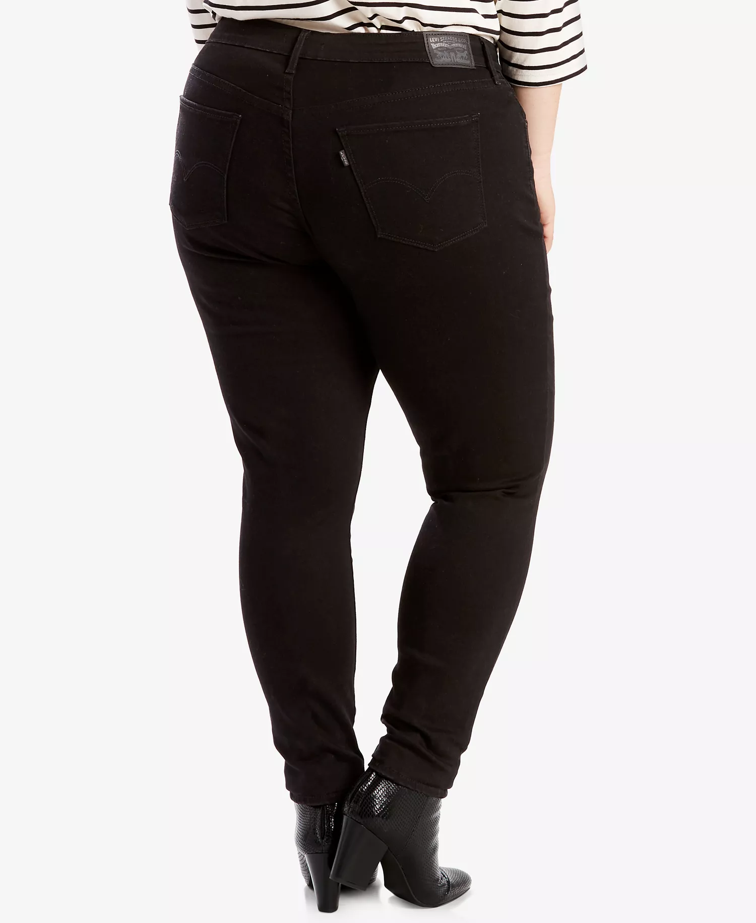 Trendy Plus Size 711 Skinny Jeans - Black Peony - 24W