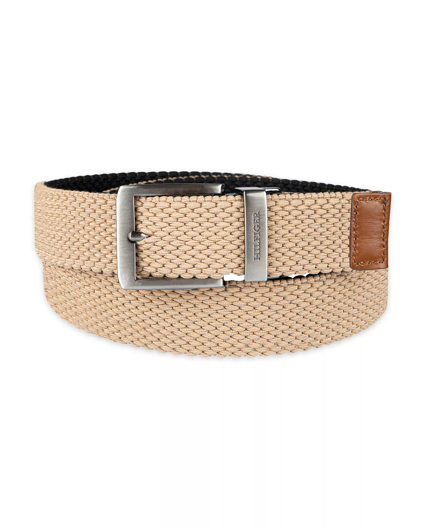 Men's Two-in-One Reversible Fully Adjustable Stretch Casual Cord Belt - Tan/Black - S (30-32)