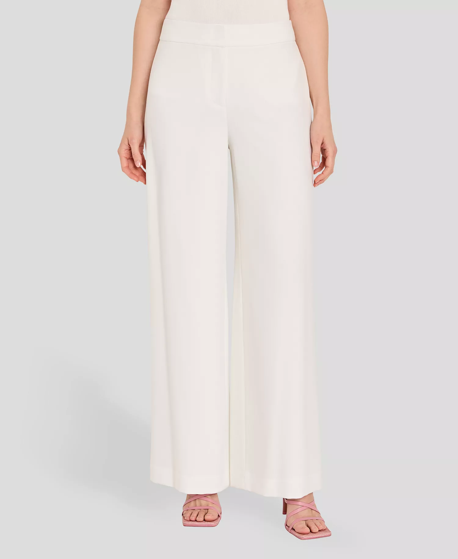 Petite Wide-Leg Mid-Rise Pants - Ivory - 10P