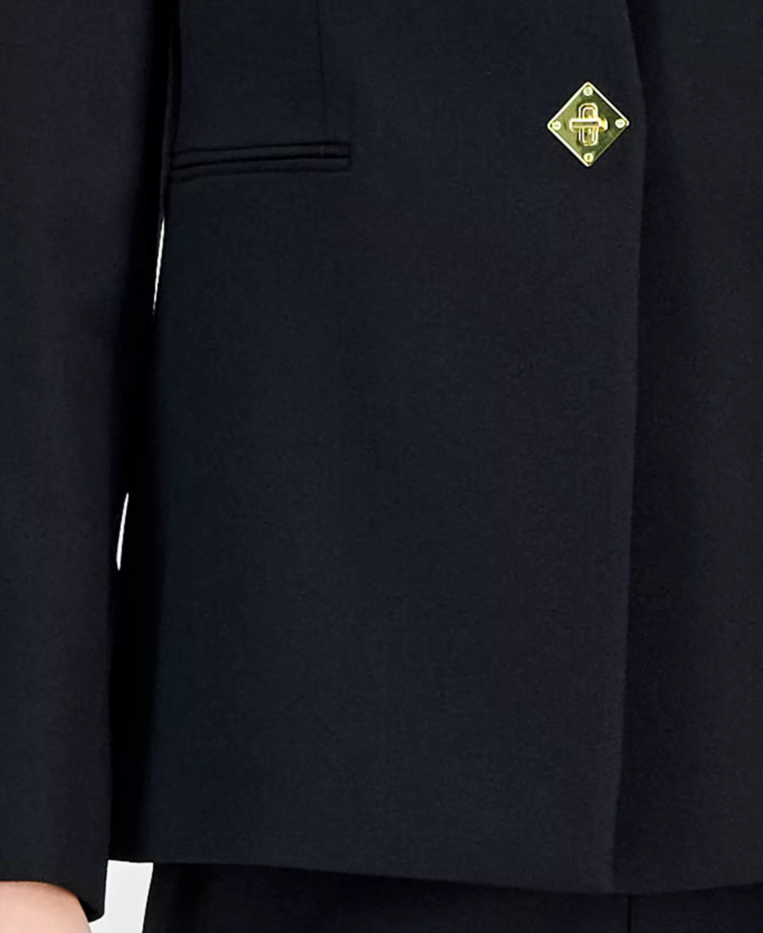 Women's Notched One-Button Pantsuit - Black - 10