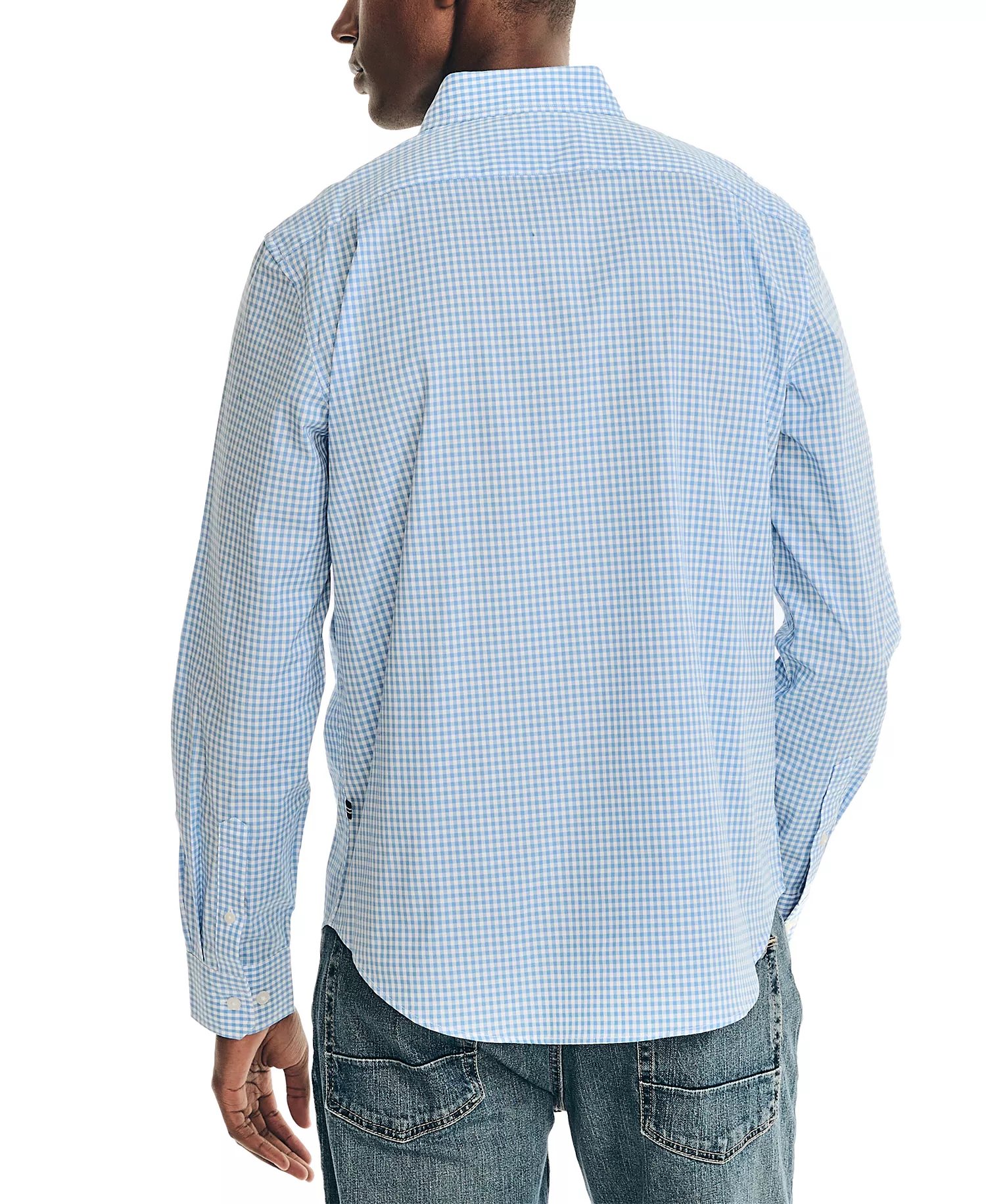 Men's Classic-Fit Gingham Plaid Button-Down Shirt - Light French Blue - 2XL