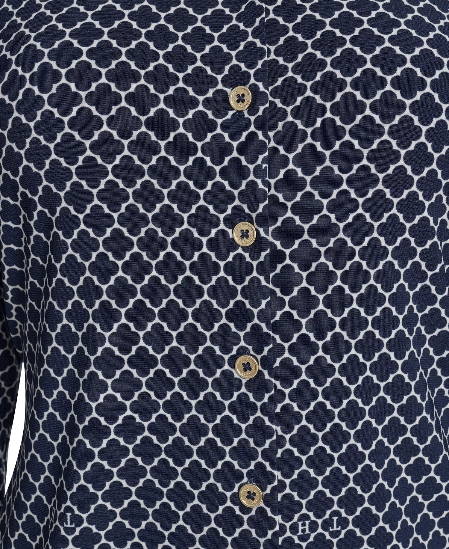 Women's Long Sleeve Clover Button-Up Top - Midnight/ Whitecap - L