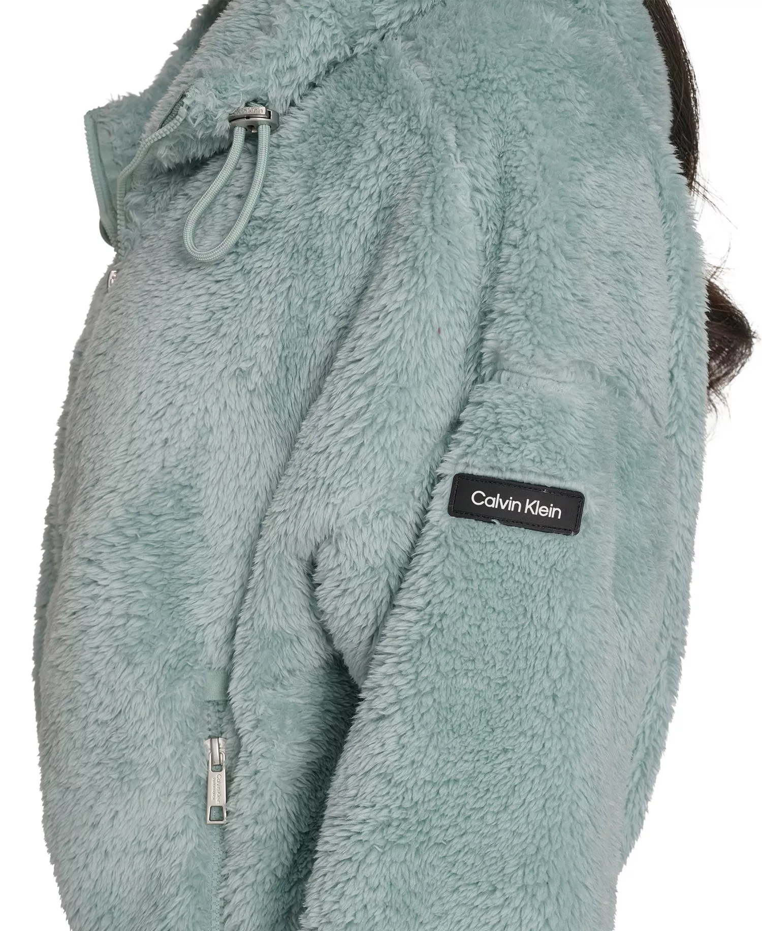 Women's Performance Oversized Hooded Sherpa Jacket - Blue Surf - 2XL