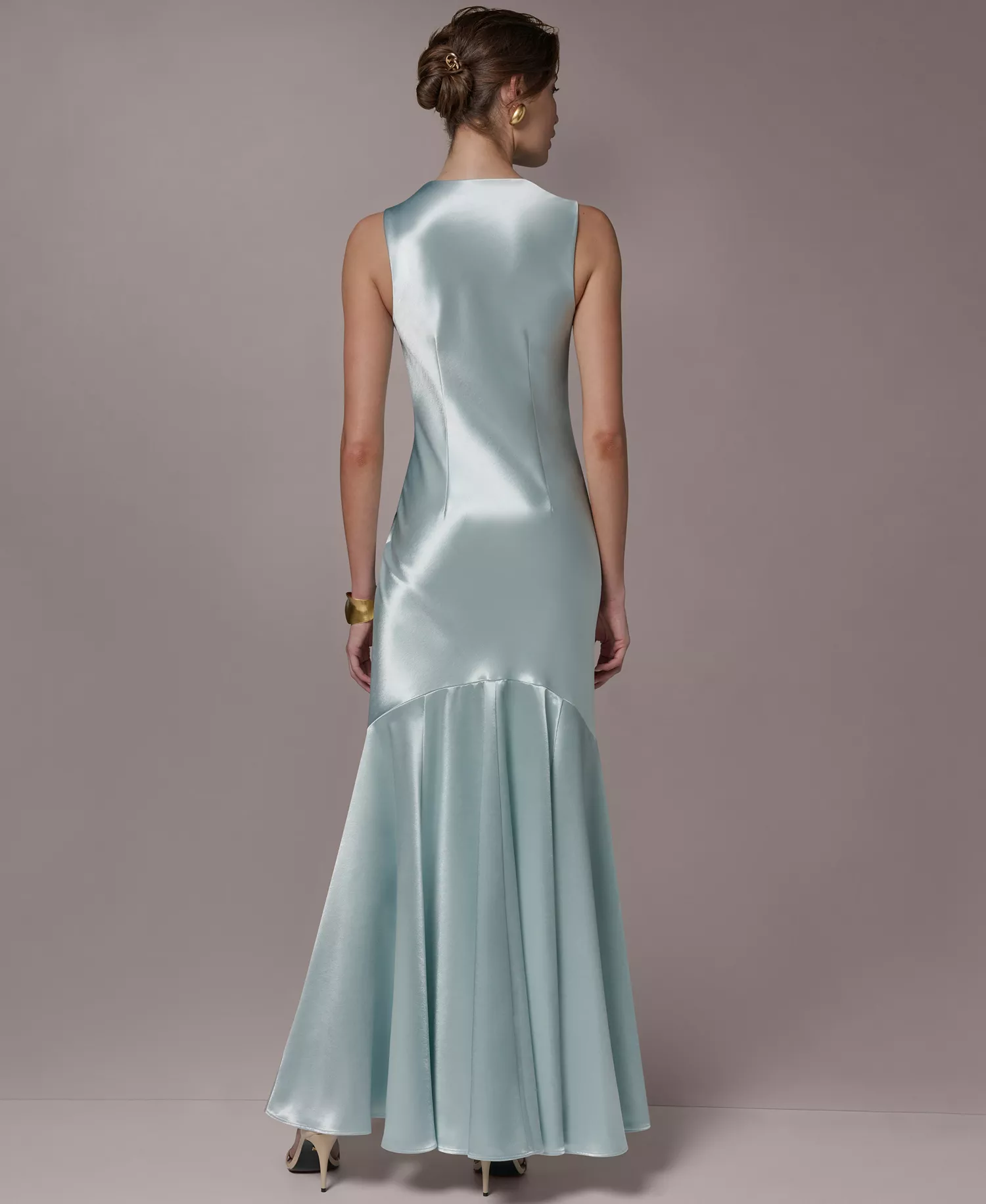 Women's Cowl Neck Ball Gown - Dark mist - 10