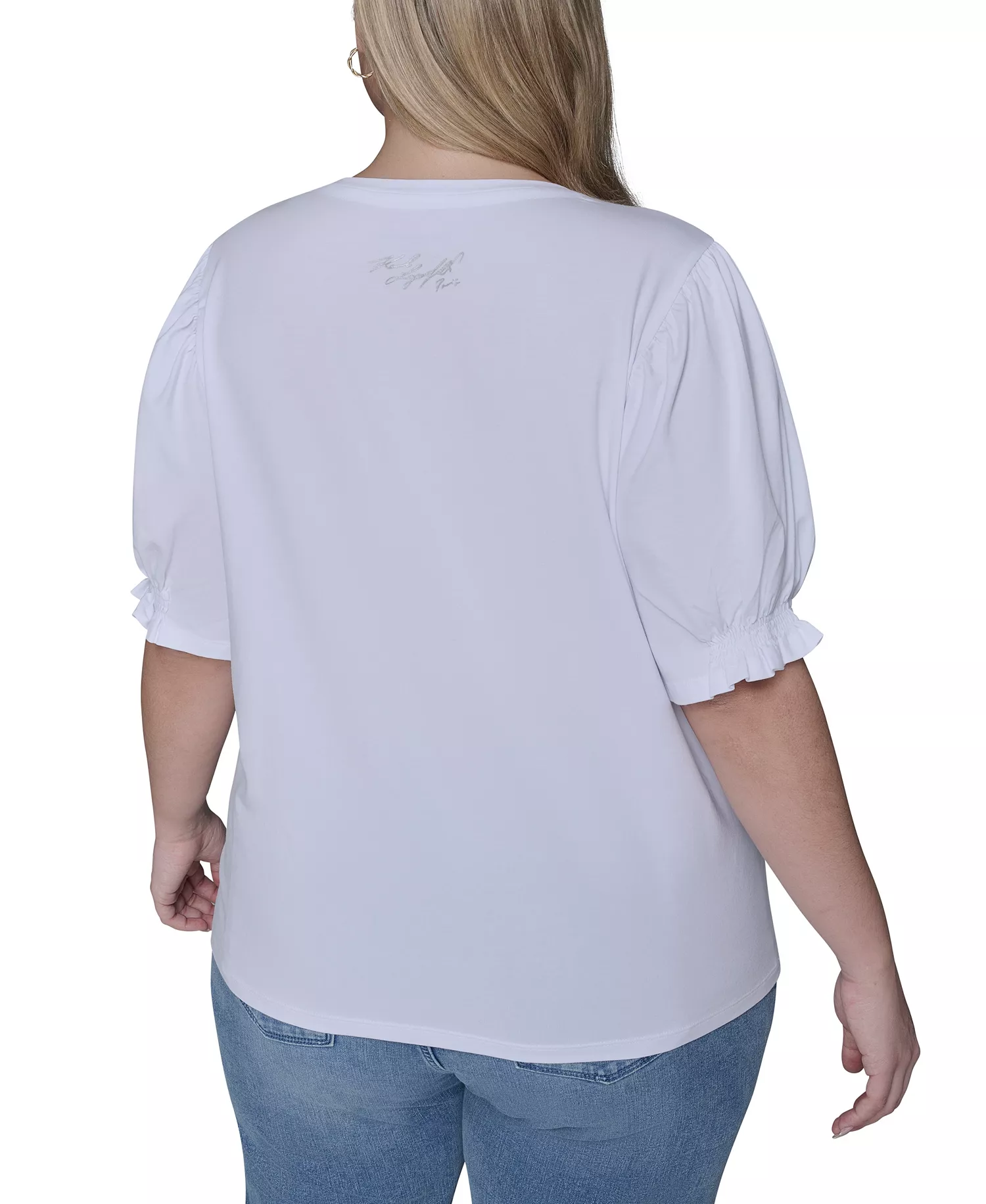 Women's Plus Size Crew Neck Top - White - 0X